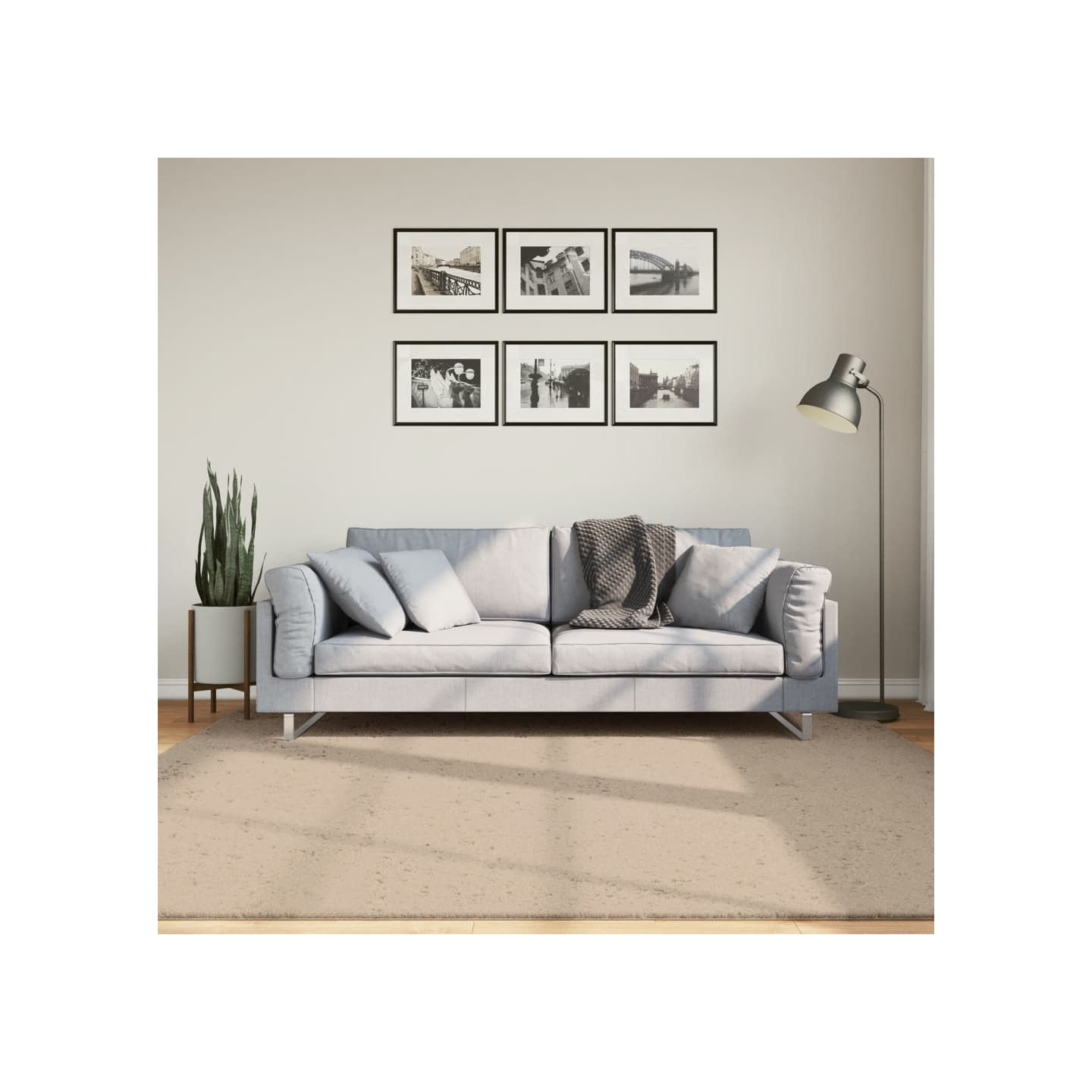 Tapis HUARTE à poils courts doux et lavable sable 200x200 cm