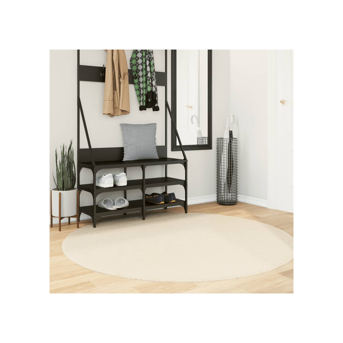 Tapis HUARTE à poils courts doux et lavable crème Ø 160 cm