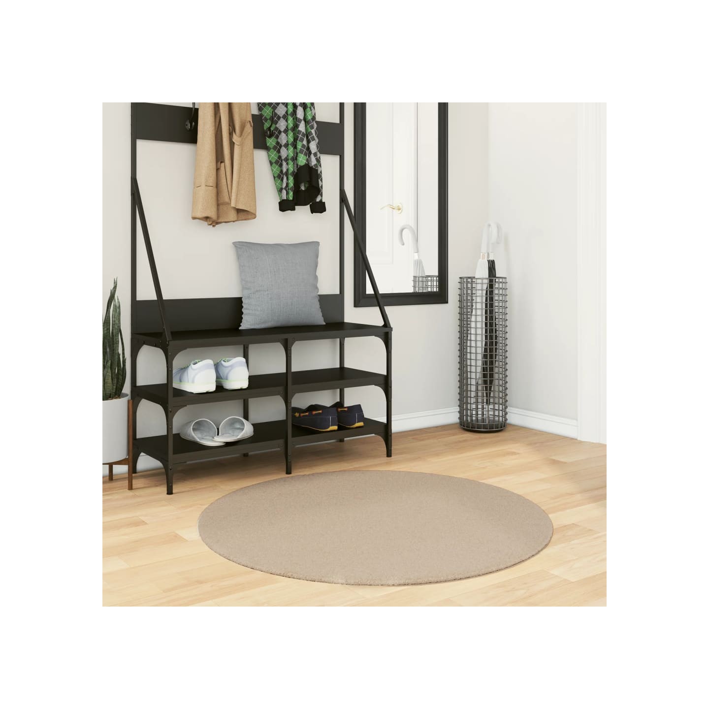 Tapis HUARTE à poils courts doux et lavable sable Ø 100 cm
