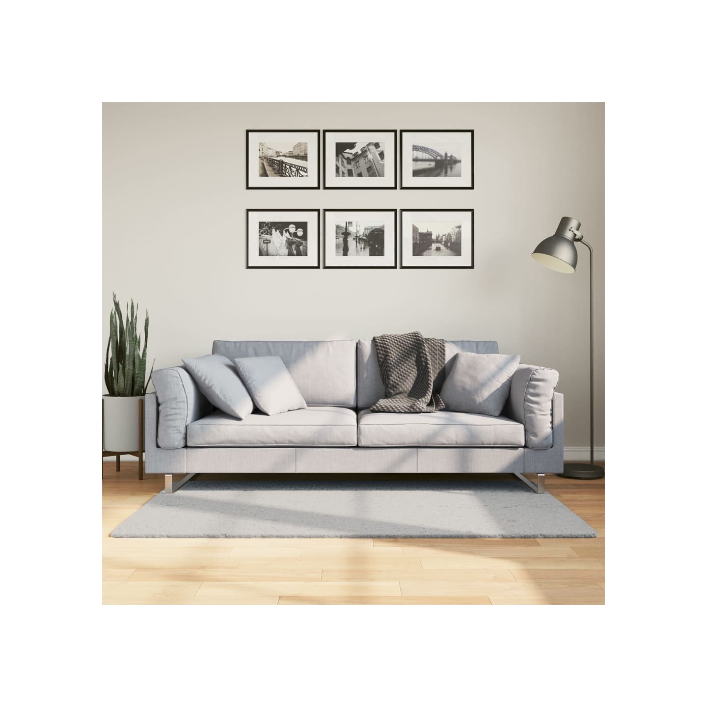 Tapis HUARTE à poils courts doux et lavable gris 80x150 cm