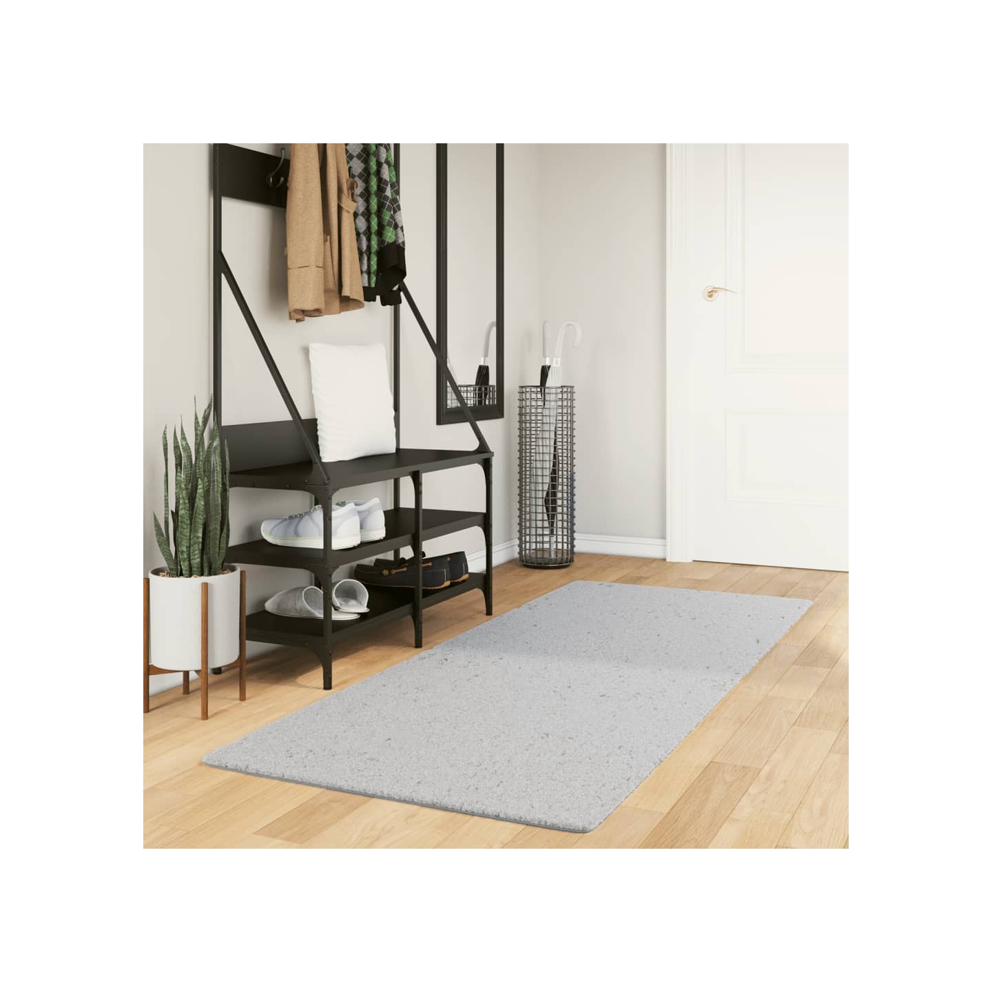 Tapis HUARTE à poils courts doux et lavable gris 80x200 cm