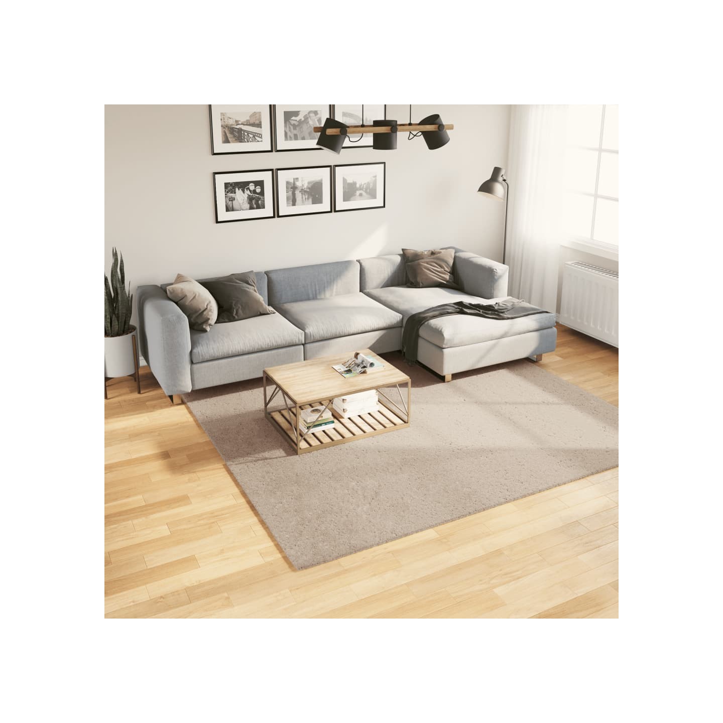 Tapis HUARTE à poils courts doux et lavable sable 240x240 cm