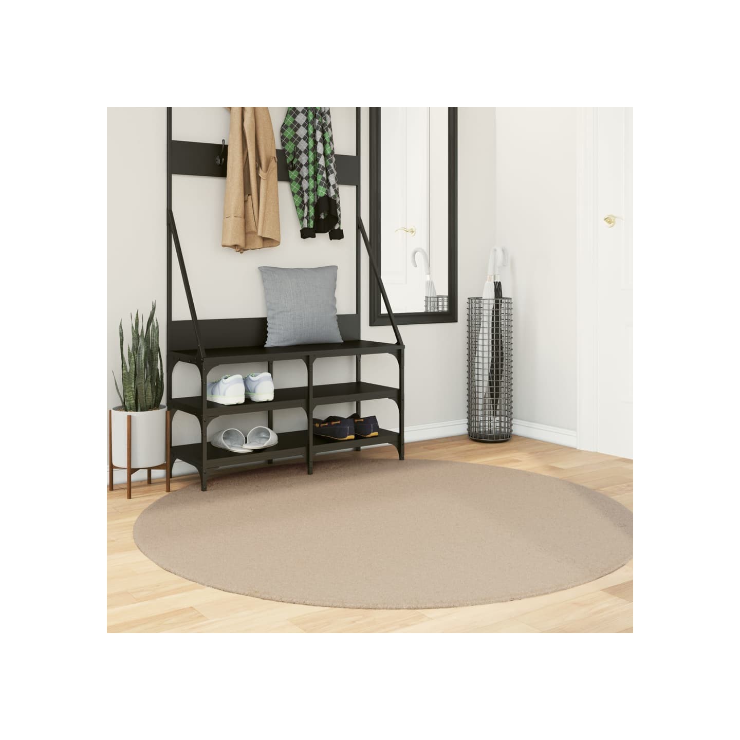 Tapis HUARTE à poils courts doux et lavable sable Ø 160 cm