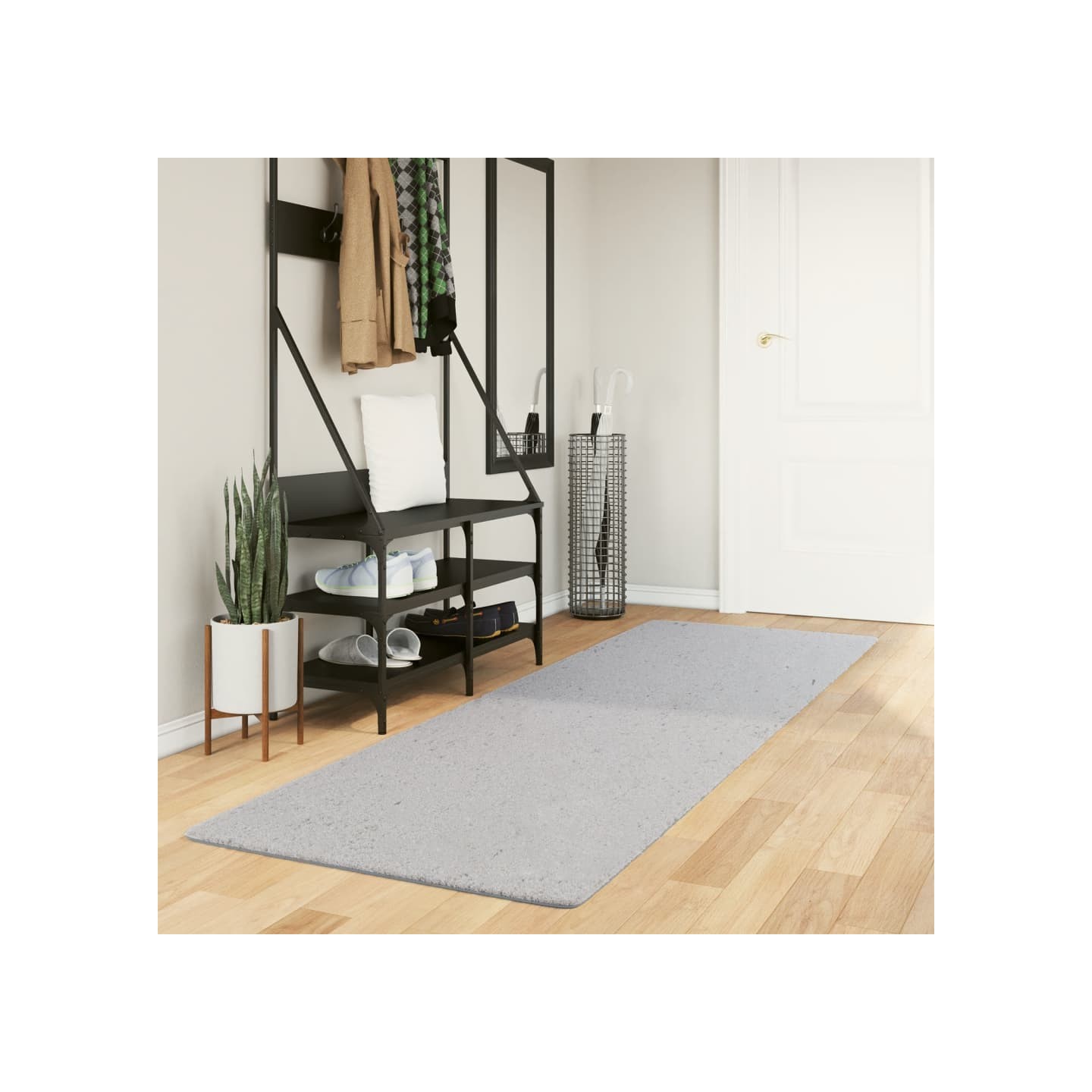 Tapis HUARTE à poils courts doux et lavable gris 80x250 cm