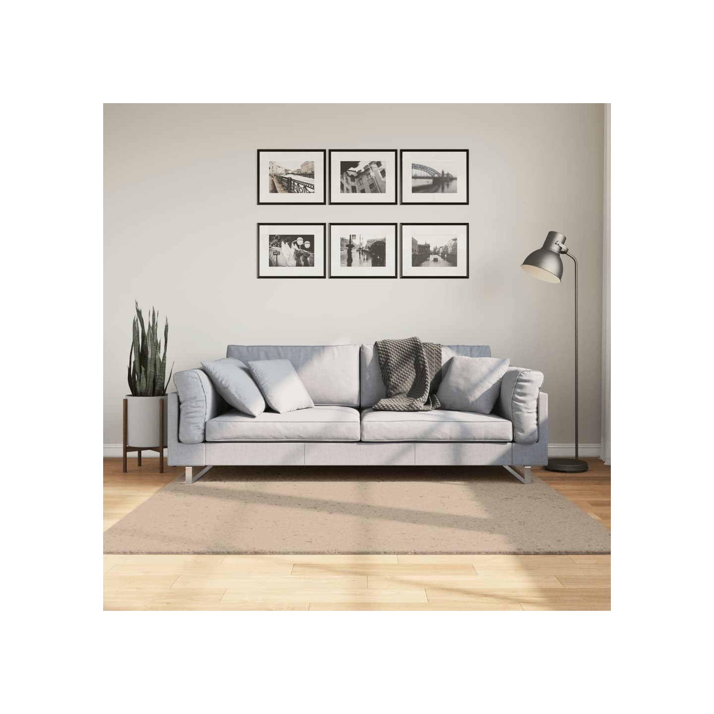 Tapis HUARTE à poils courts doux et lavable sable 160x160 cm