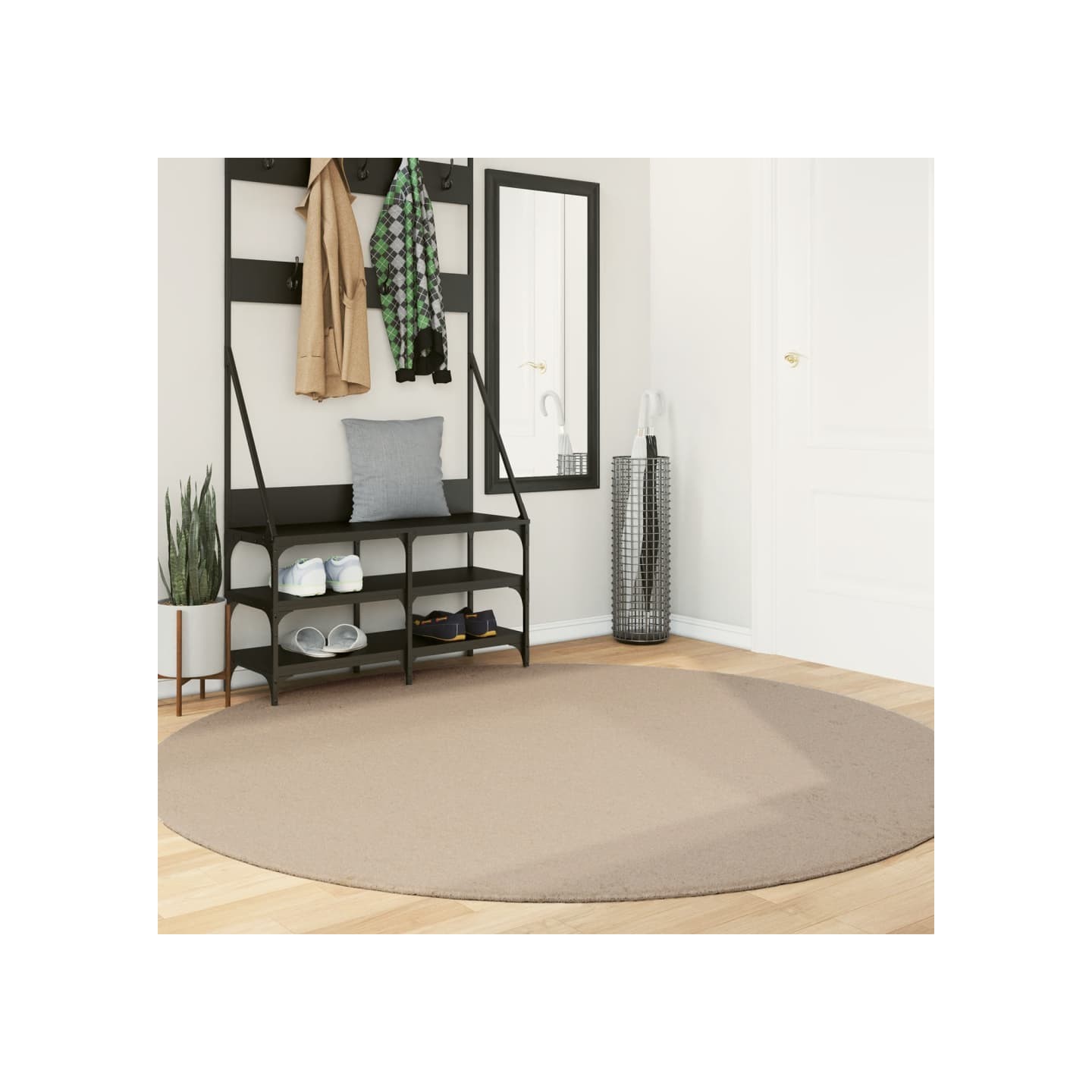 Tapis HUARTE à poils courts doux et lavable sable Ø 200 cm