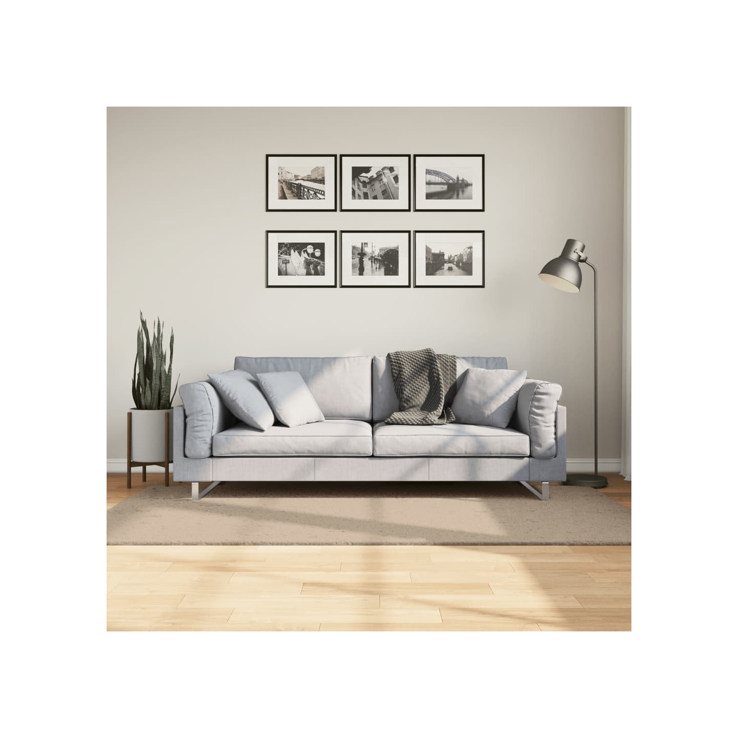 Tapis HUARTE à poils courts doux et lavable sable 100x200 cm