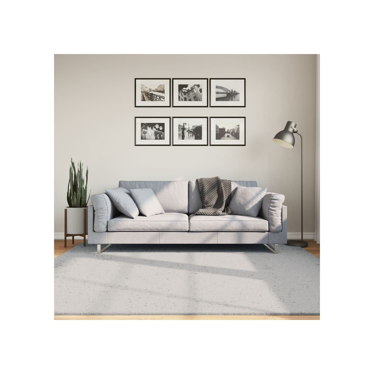 Tapis HUARTE à poils courts doux et lavable gris 200x200 cm