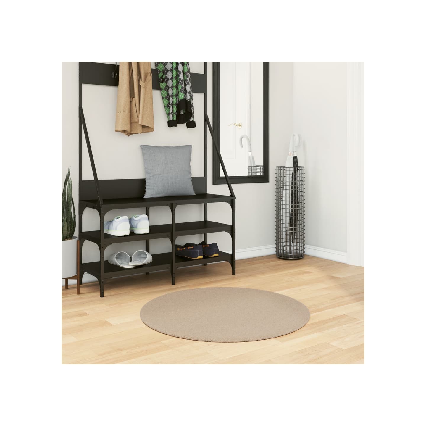 Tapis HUARTE à poils courts doux et lavable sable Ø 80 cm