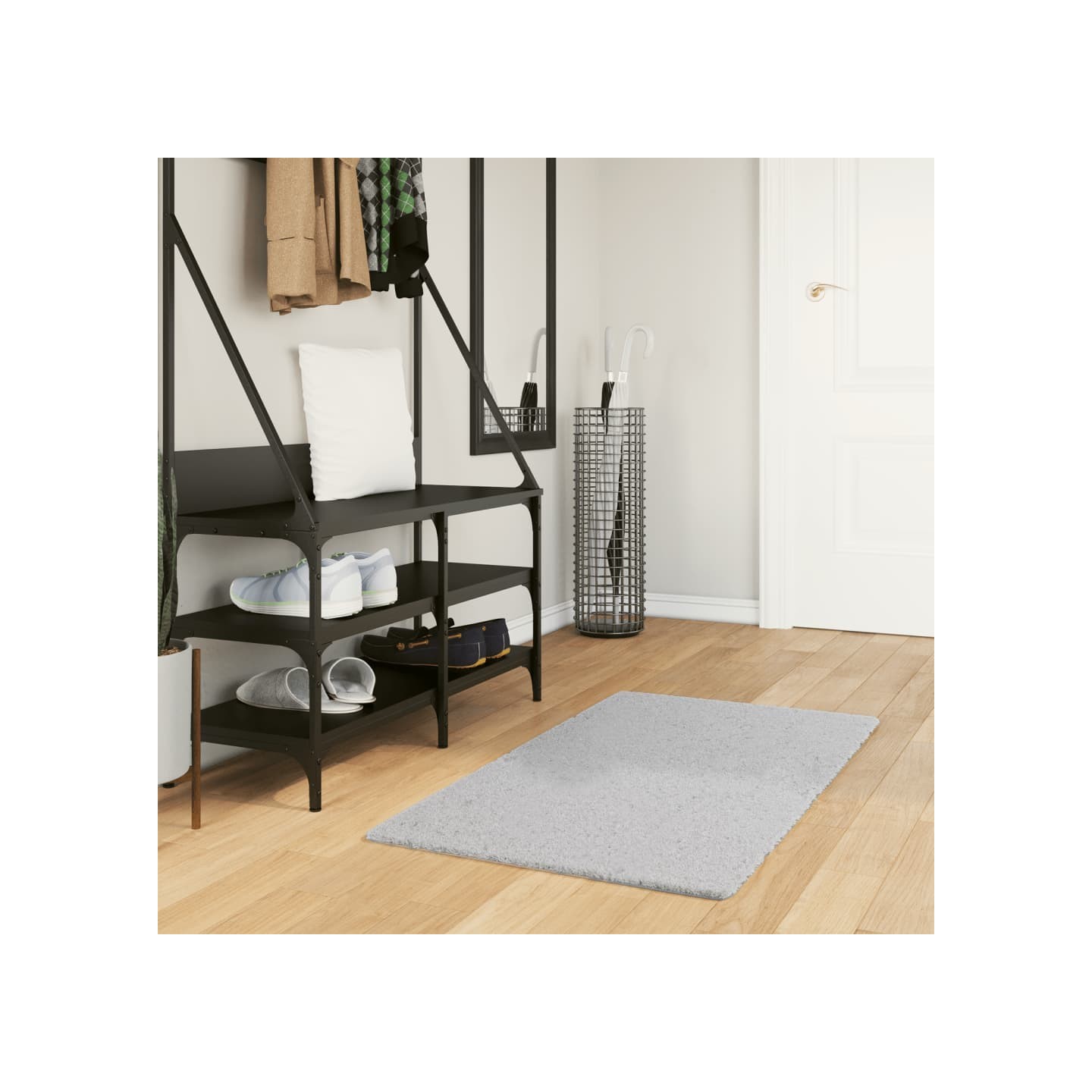 Tapis HUARTE à poils courts doux et lavable gris 60x110 cm