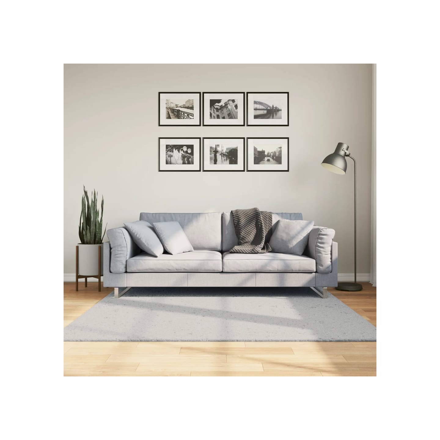 Tapis HUARTE à poils courts doux et lavable gris 160x160 cm