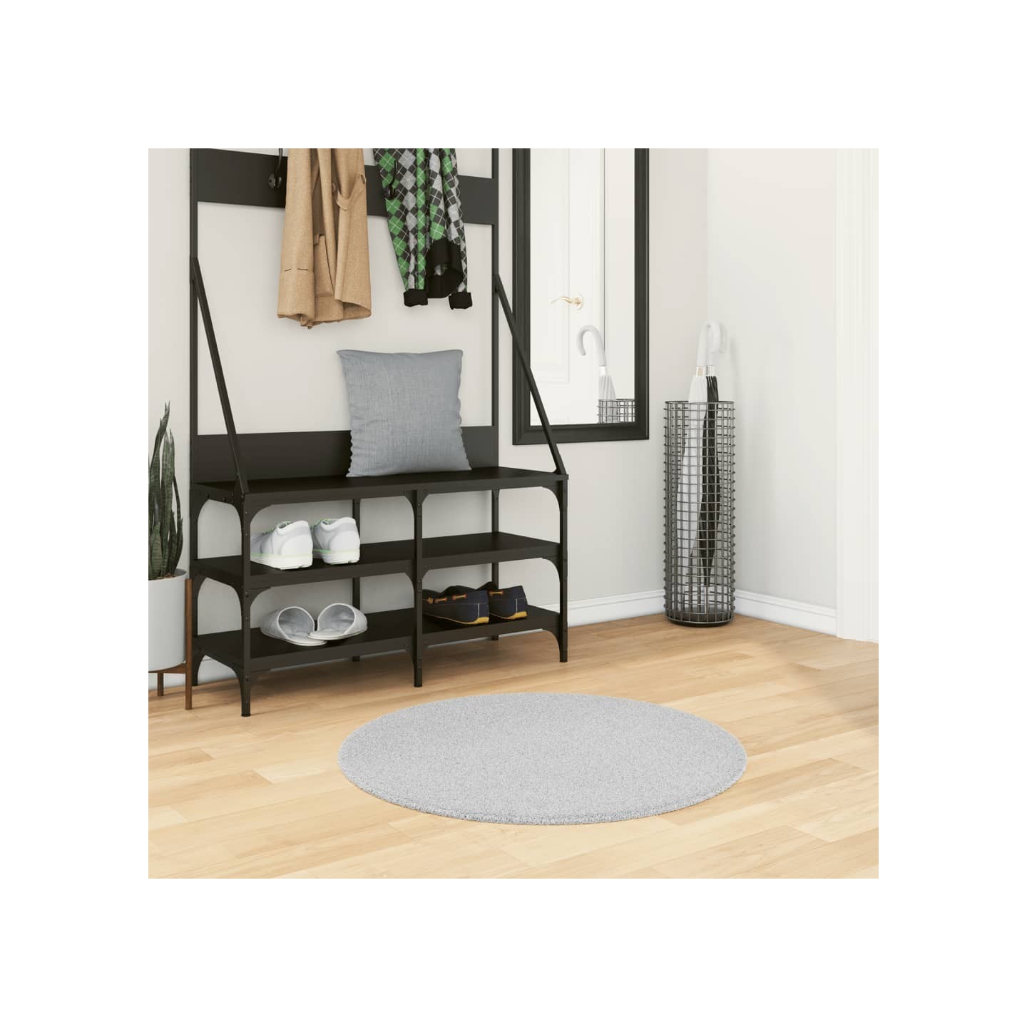 Tapis HUARTE à poils courts doux et lavable gris Ø 80 cm