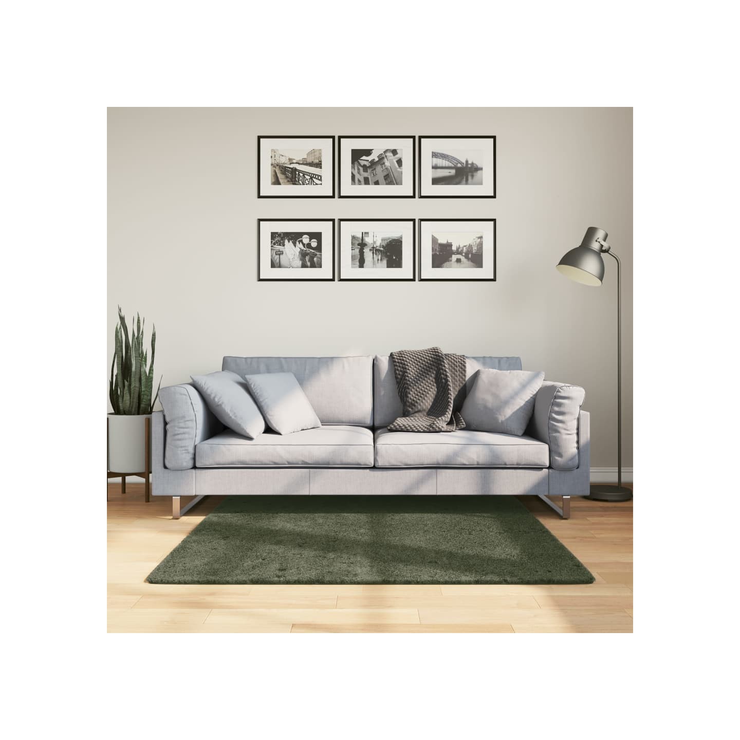 Rug HUARTE Green 120 x 120 cm 100% Polyester Plat