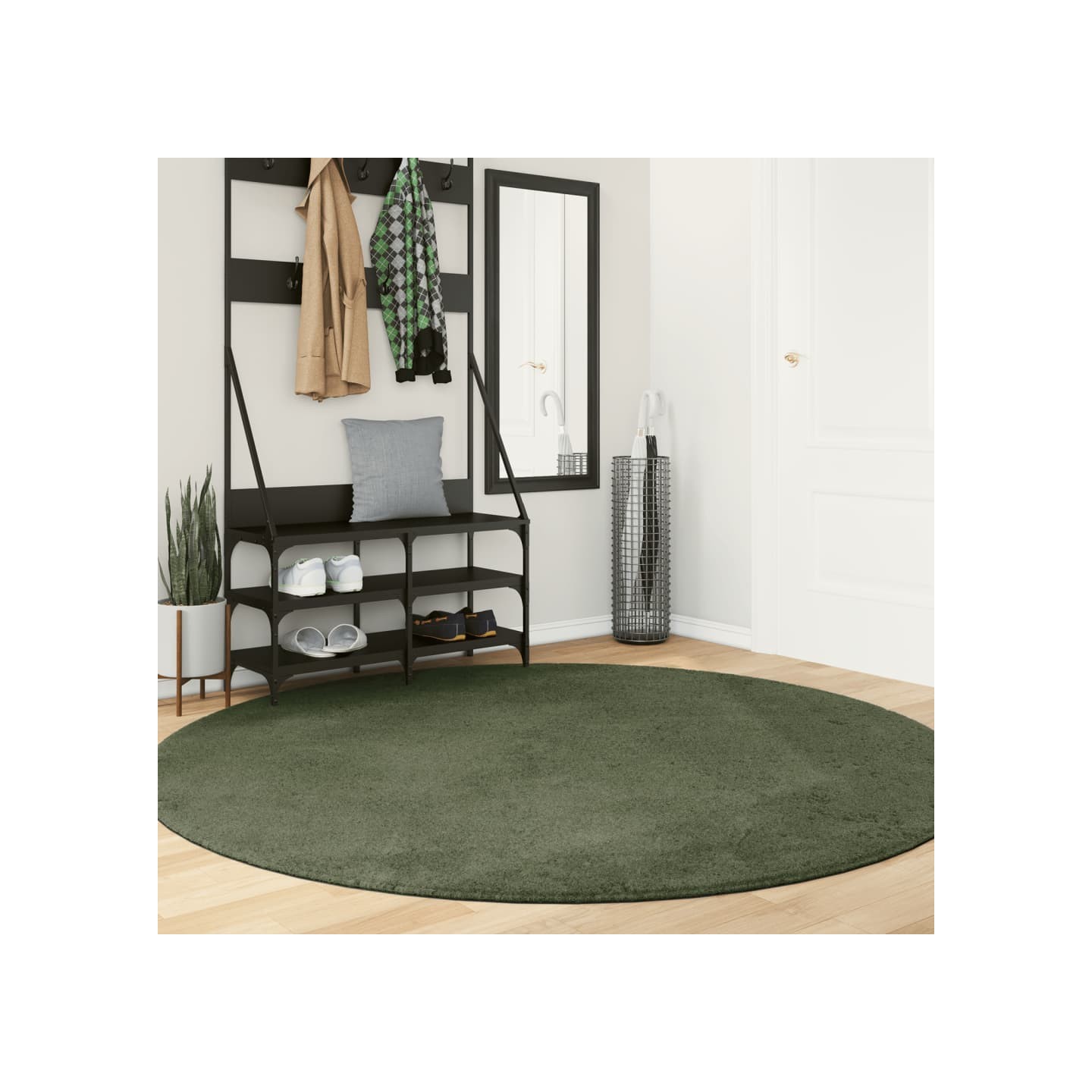 Rug HUARTE Green Ø 200 cm 100% Polyester Plat