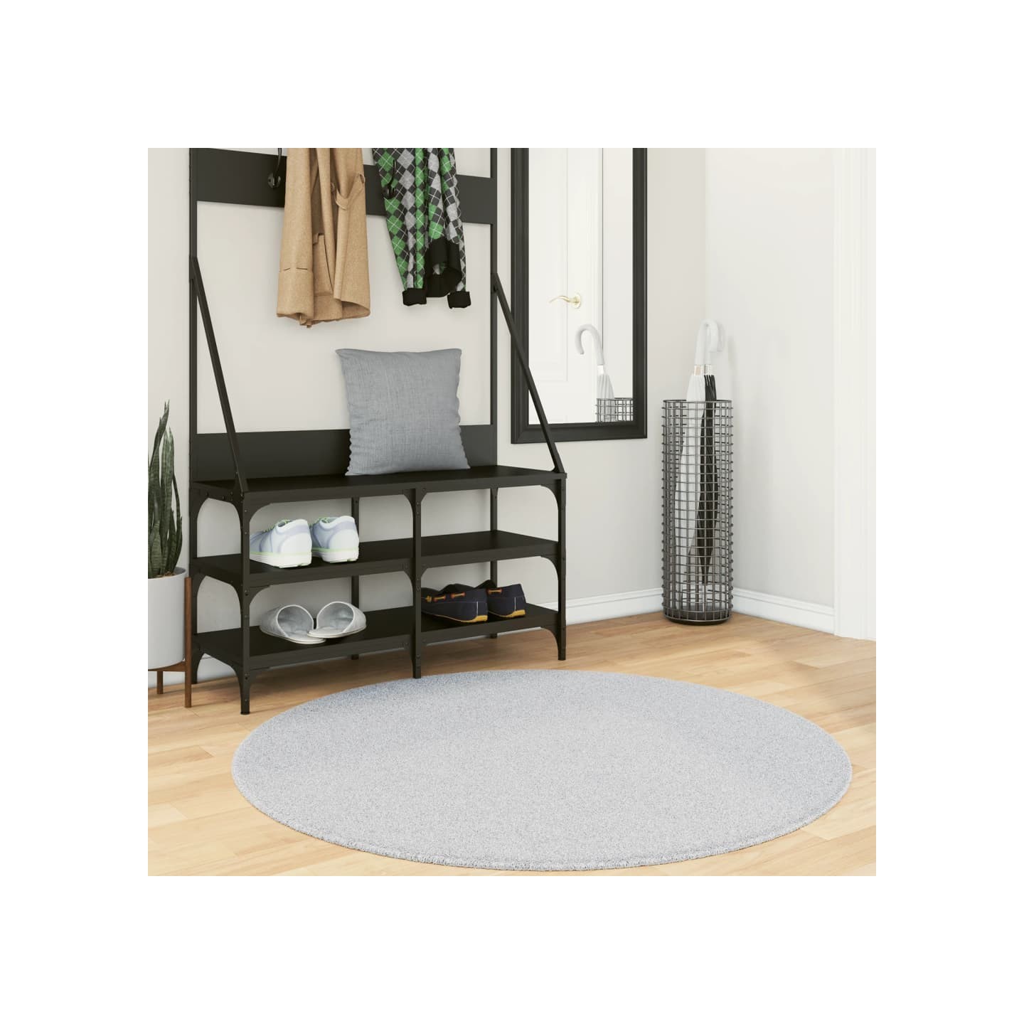Tapis HUARTE à poils courts doux et lavable gris Ø 120 cm