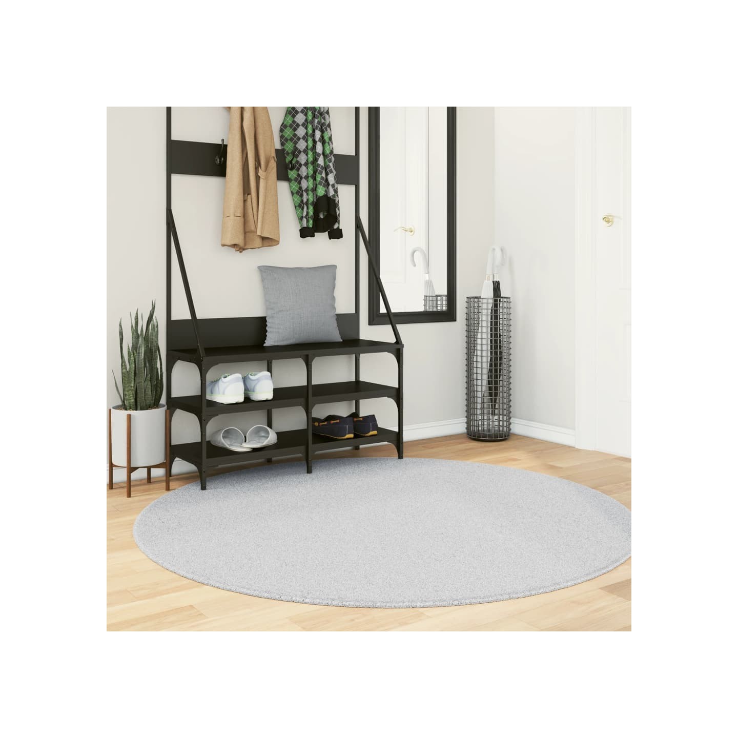 Tapis HUARTE à poils courts doux et lavable gris Ø 160 cm