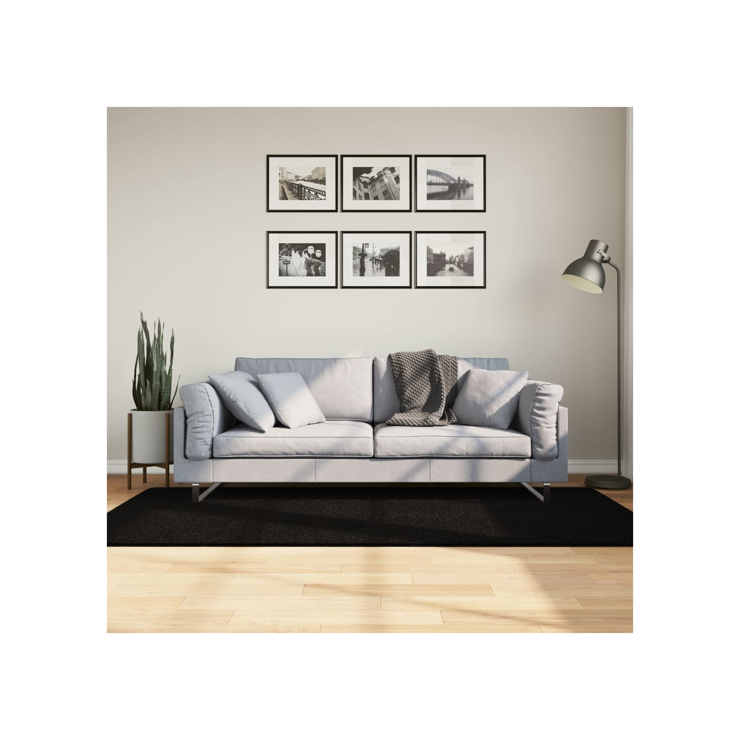 Tapis HUARTE à poils courts doux et lavable noir 100x200 cm