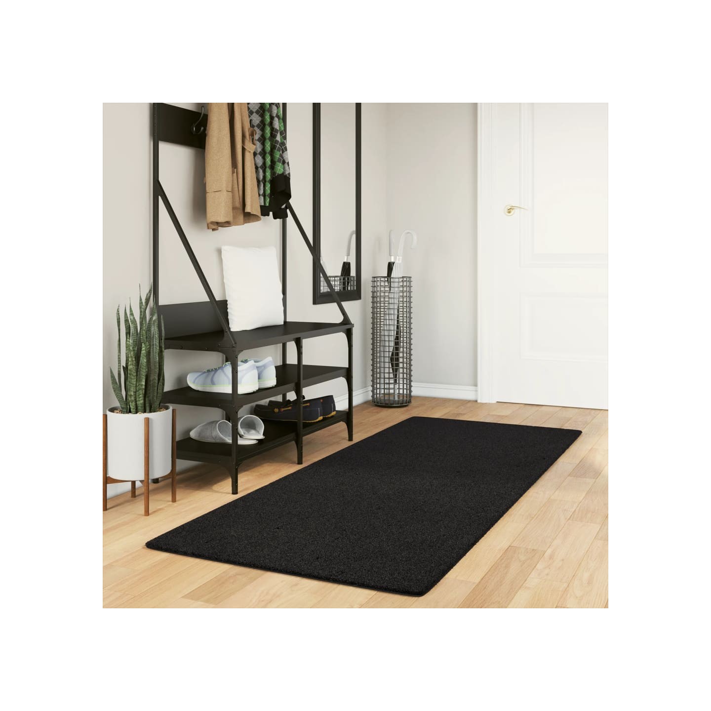 Tapis HUARTE à poils courts doux et lavable noir 80x200 cm