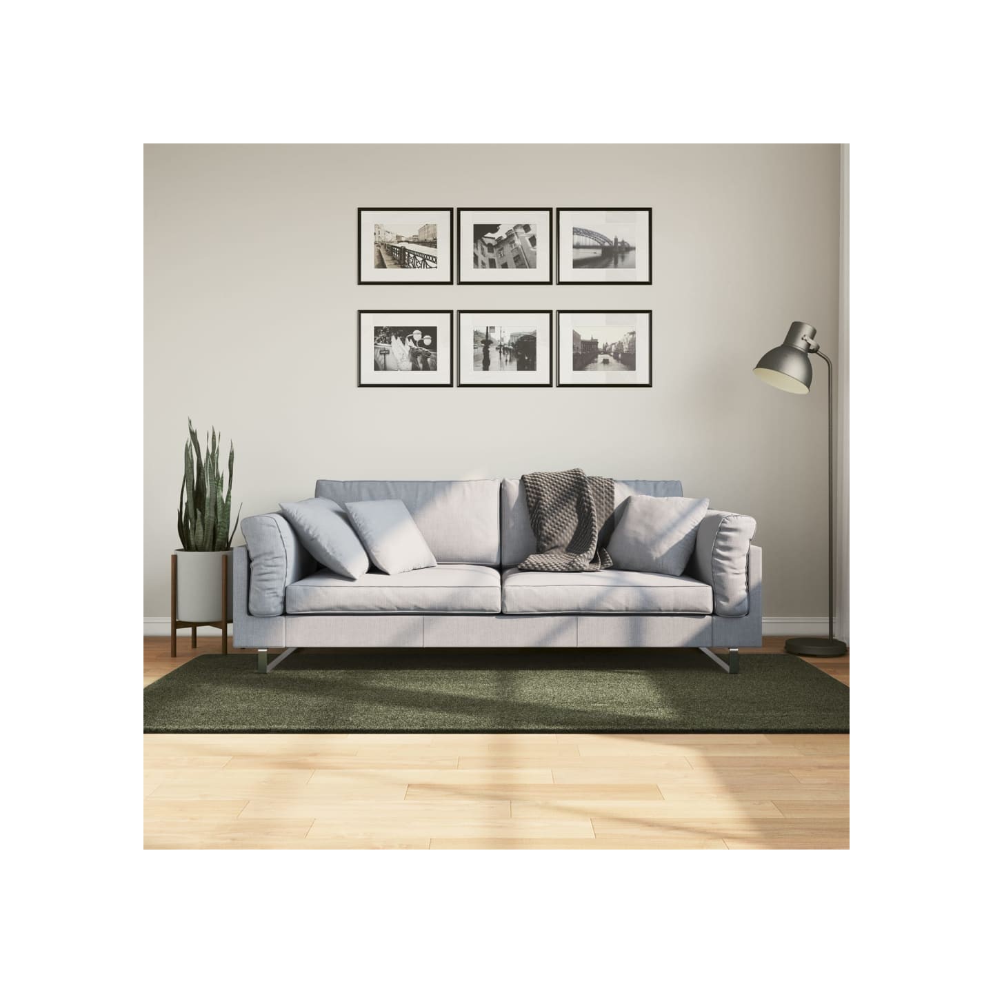 Rug HUARTE Green 100 x 200 cm 100% Polyester Plat