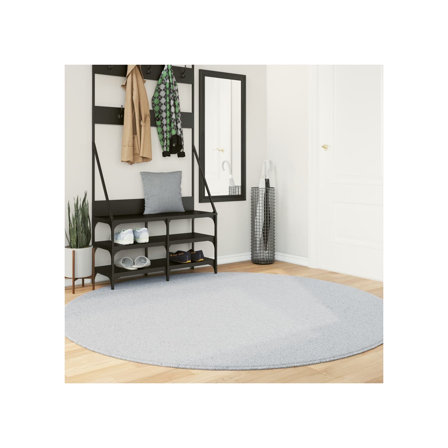 Tapis HUARTE à poils courts doux et lavable gris Ø 200 cm
