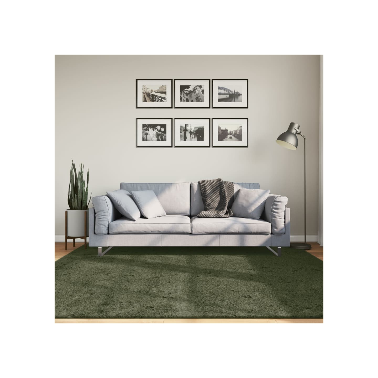 Rug HUARTE Green 200 x 200 cm 100% Polyester Plat