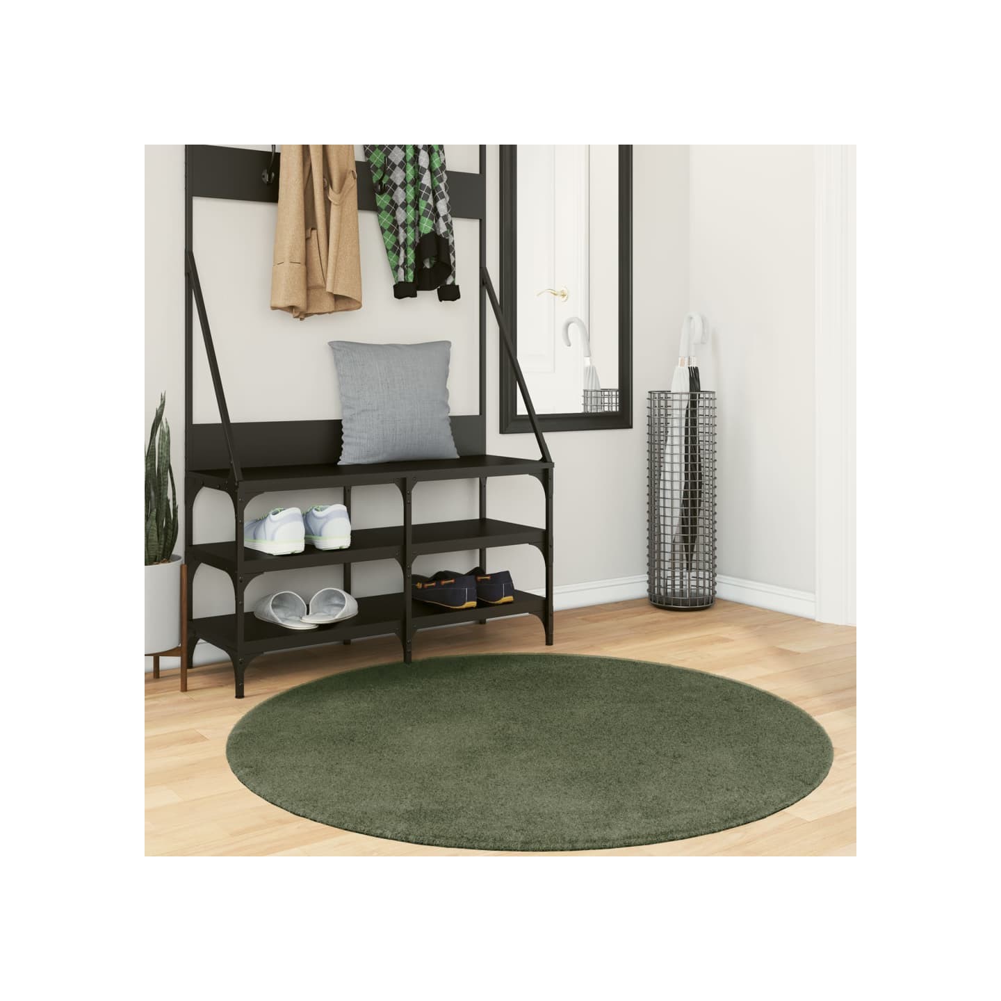 Rug HUARTE Green Ø 120 cm 100% Polyester Plat