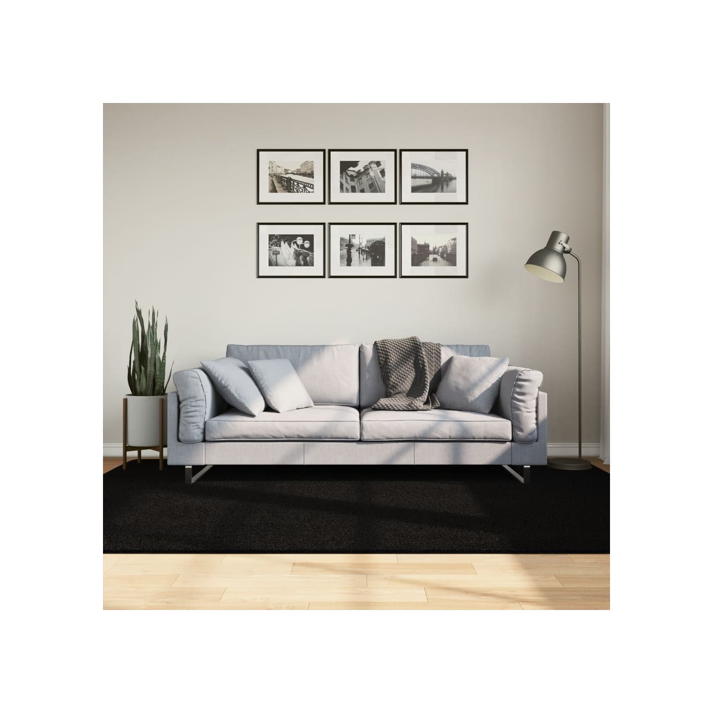 Tapis HUARTE à poils courts doux et lavable noir 160x230 cm