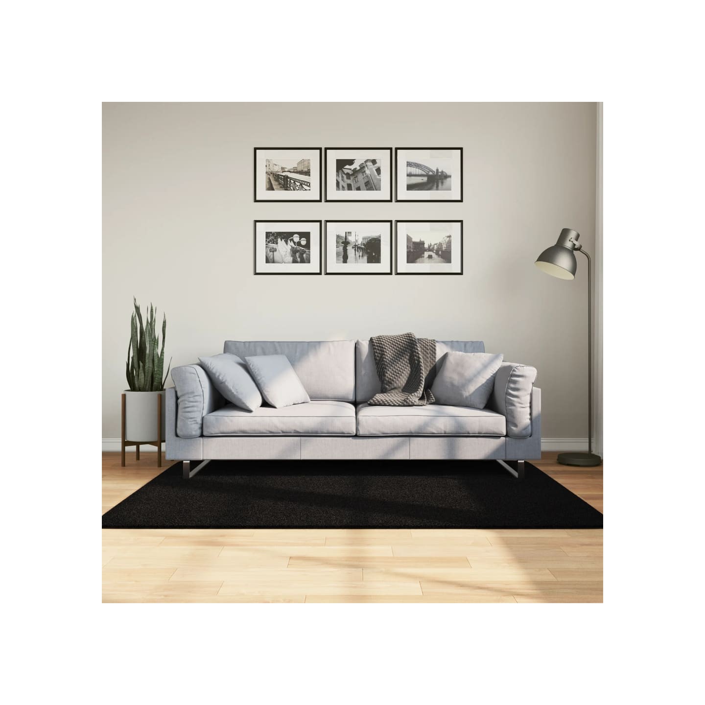 Tapis HUARTE à poils courts doux et lavable noir 120x170 cm