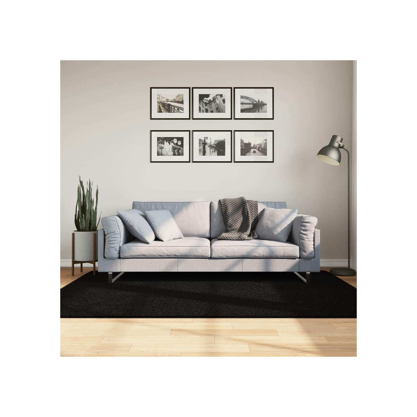 Tapis HUARTE à poils courts doux et lavable noir 140x200 cm