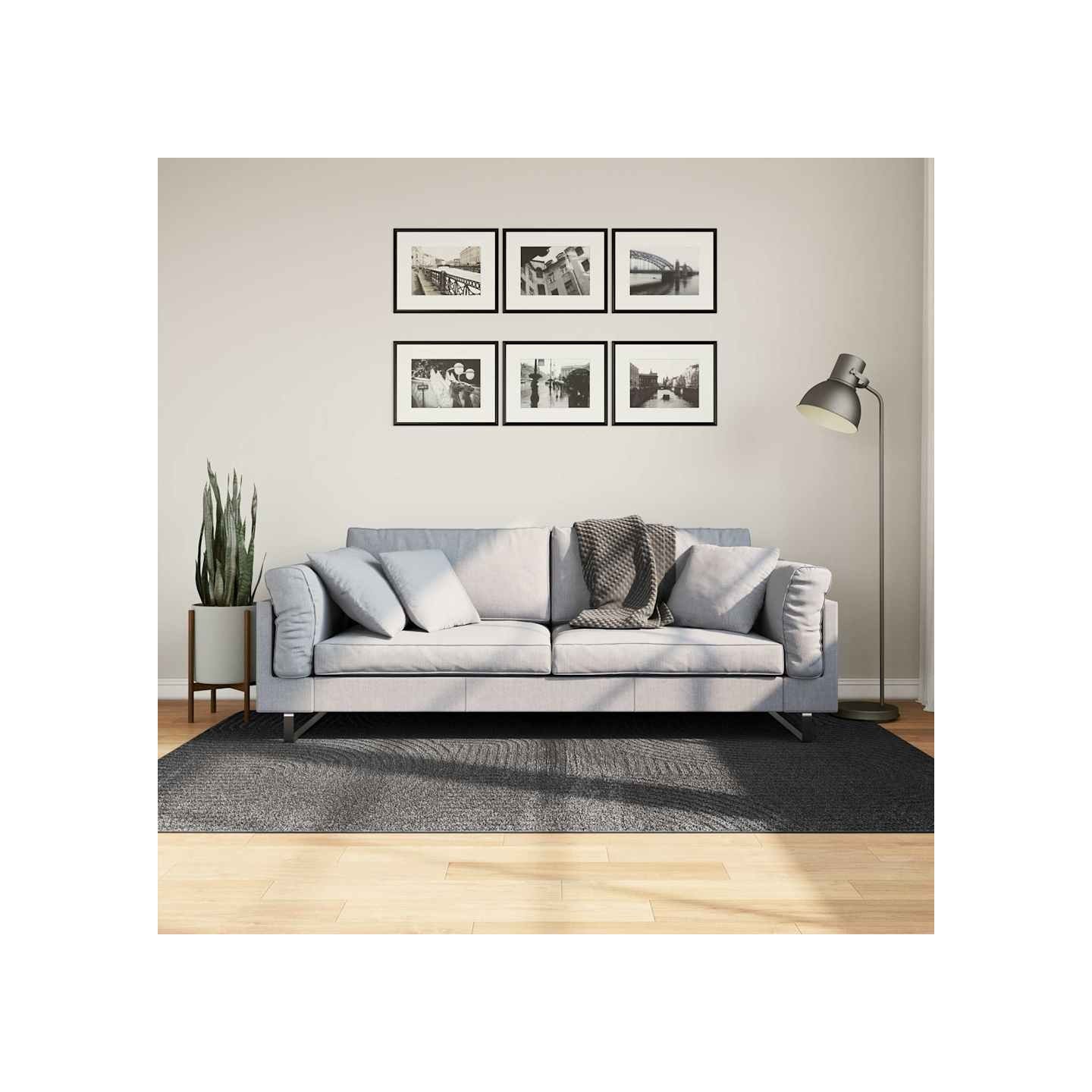 Tapis IZA poils courts style scandinave anthracite 140x200 cm