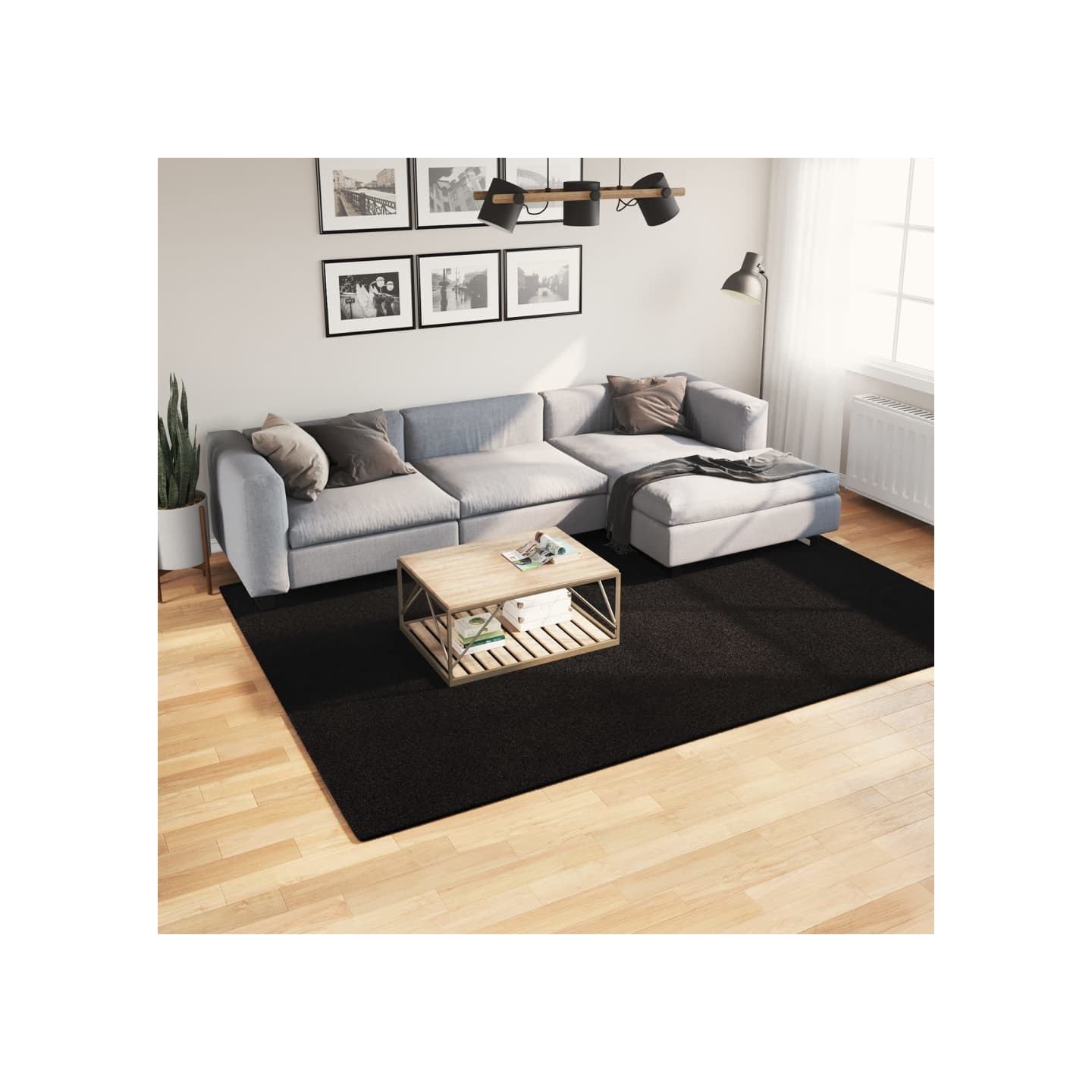 Tapis HUARTE à poils courts doux et lavable noir 200x280 cm