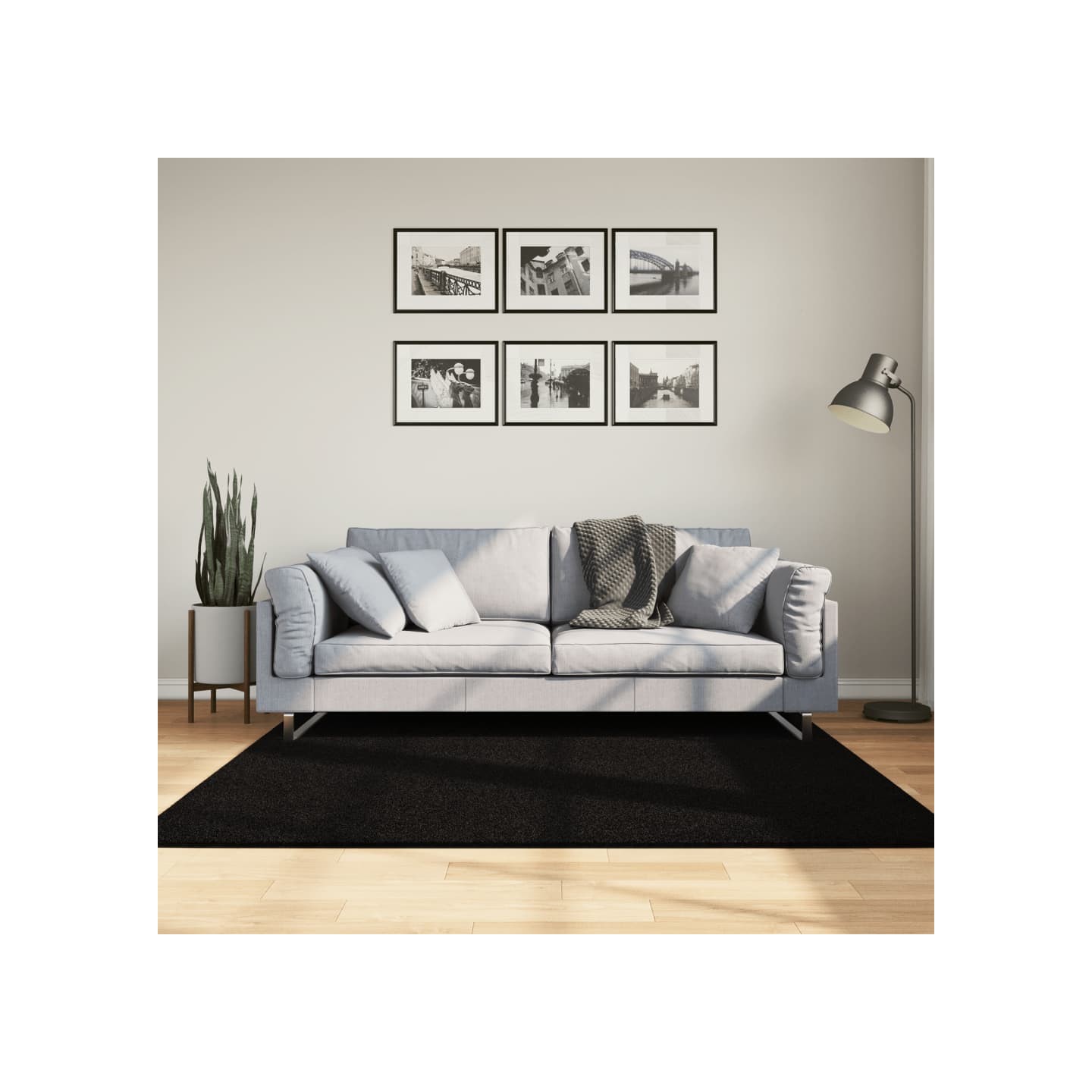 Tapis HUARTE à poils courts doux et lavable noir 160x160 cm