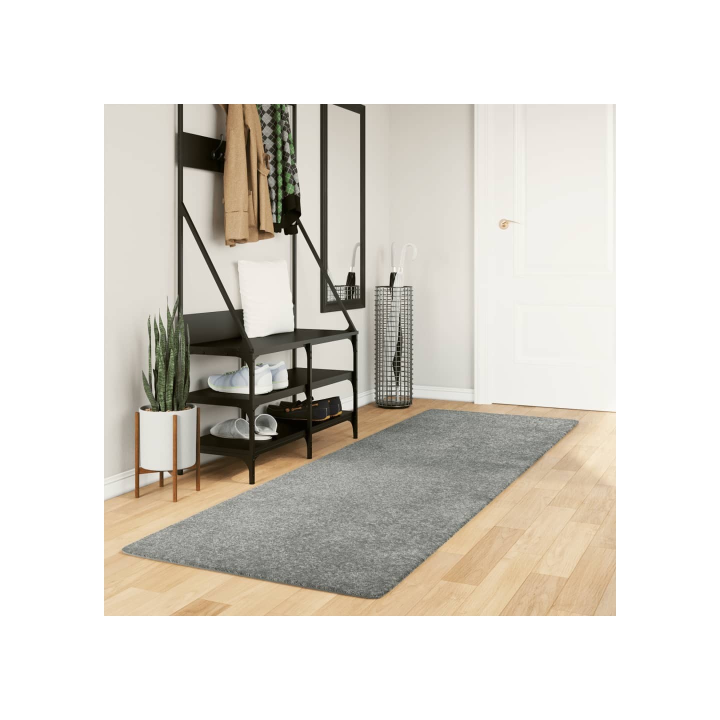 Tapis shaggy PAMPLONA poils longs moderne vert 80x250 cm
