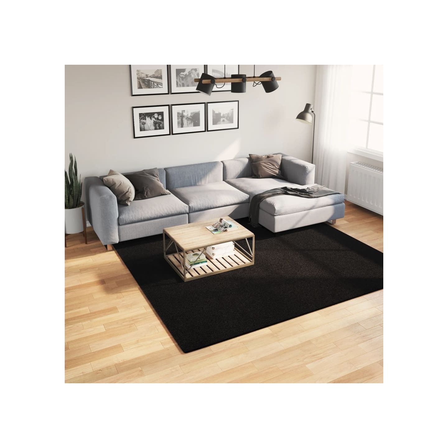Tapis HUARTE à poils courts doux et lavable noir 240x240 cm