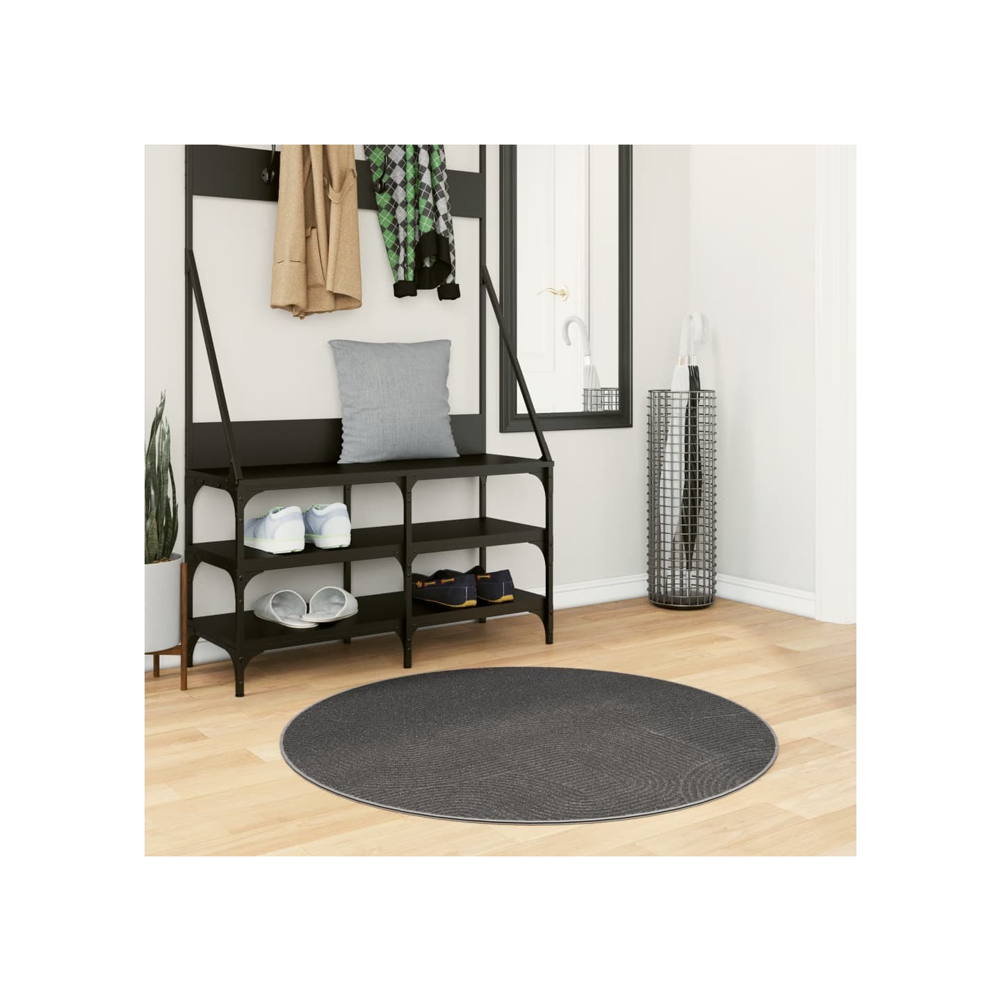 Tapis IZA poils courts style scandinave anthracite Ø 100 cm