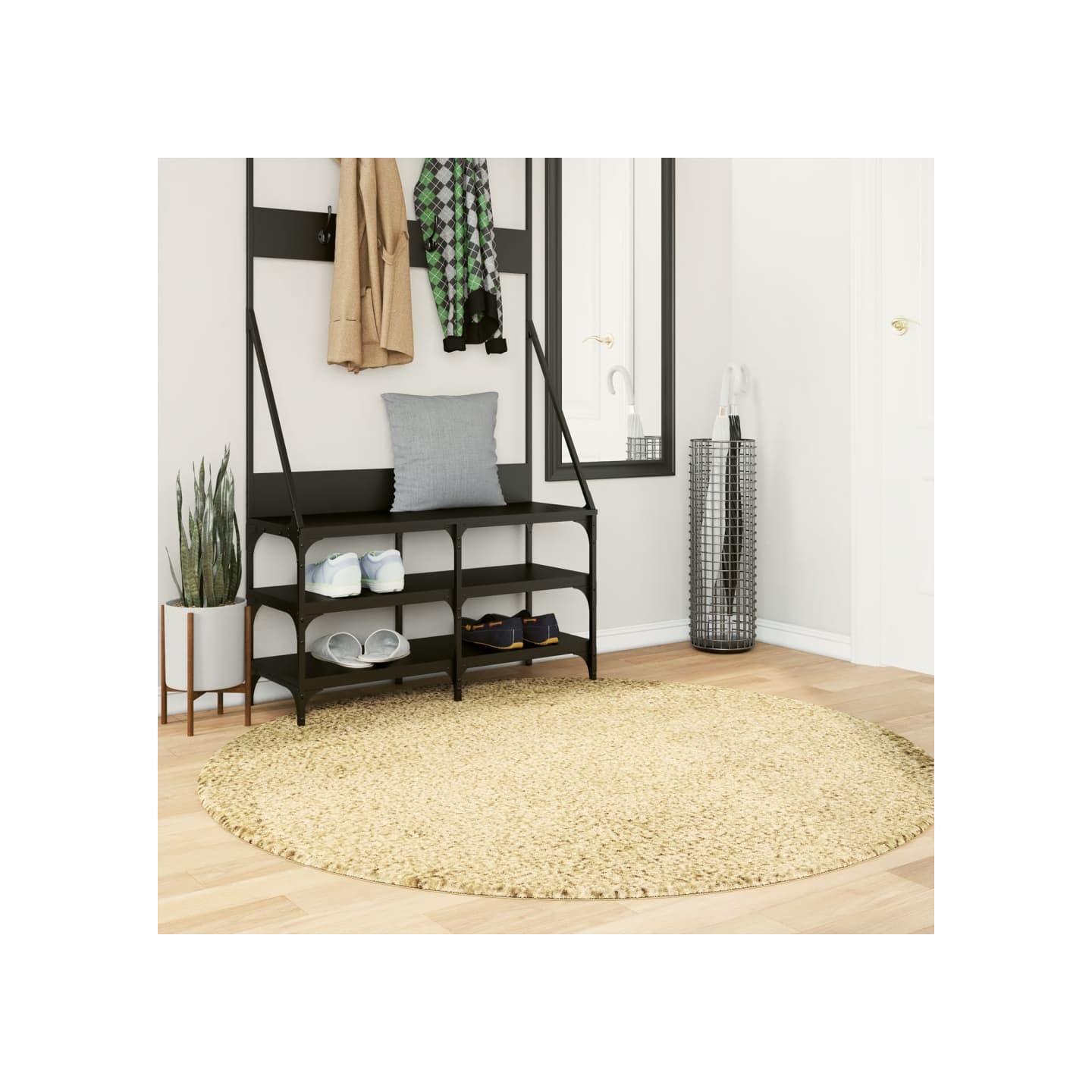 Tapis shaggy PAMPLONA poils longs moderne doré Ø 160 cm