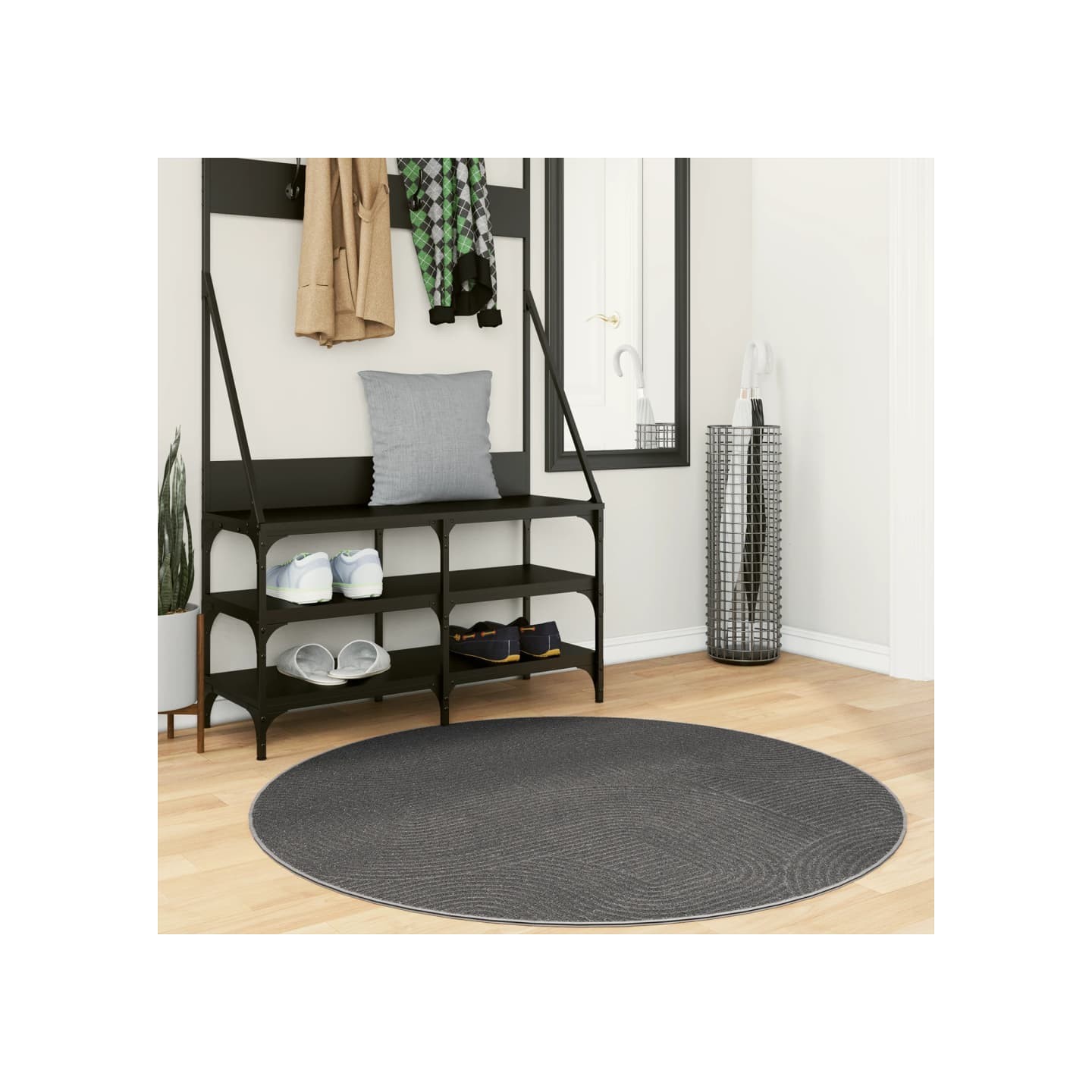 Tapis IZA poils courts style scandinave anthracite Ø 120 cm