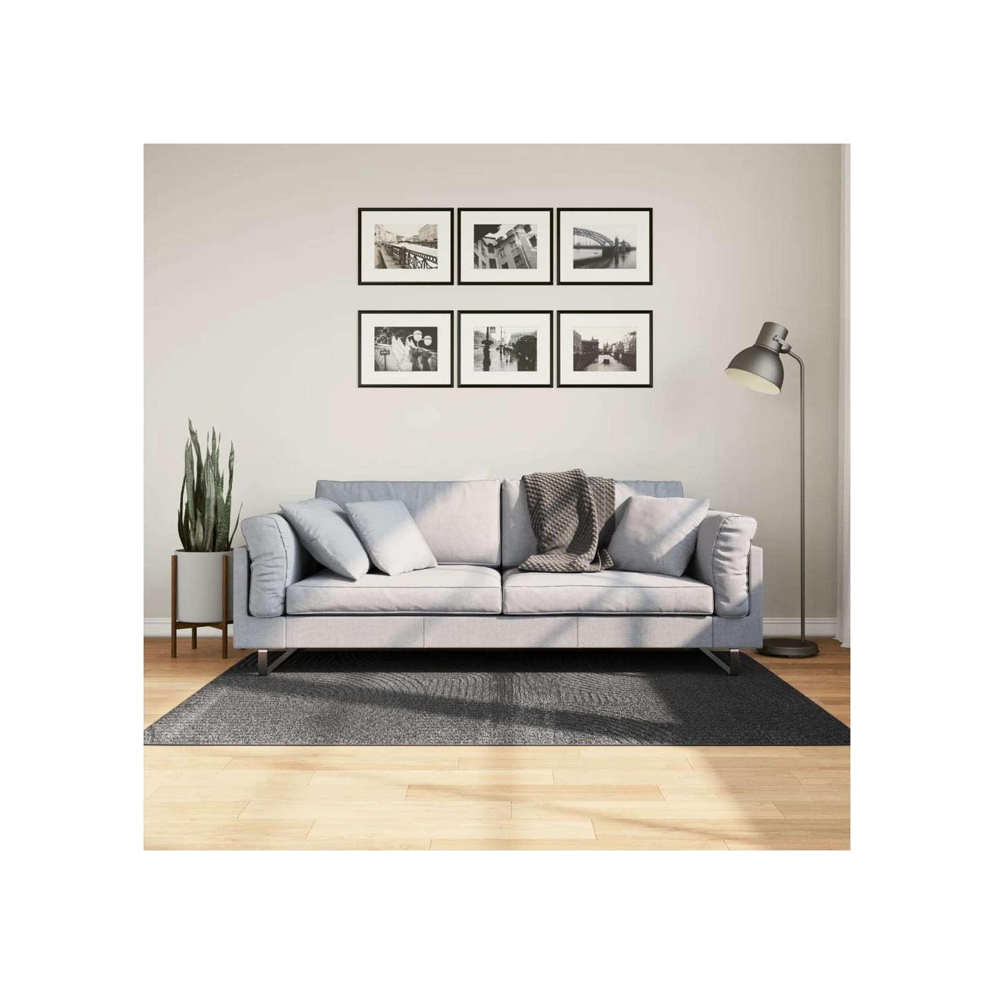 Tapis IZA poils courts style scandinave anthracite 120x170 cm