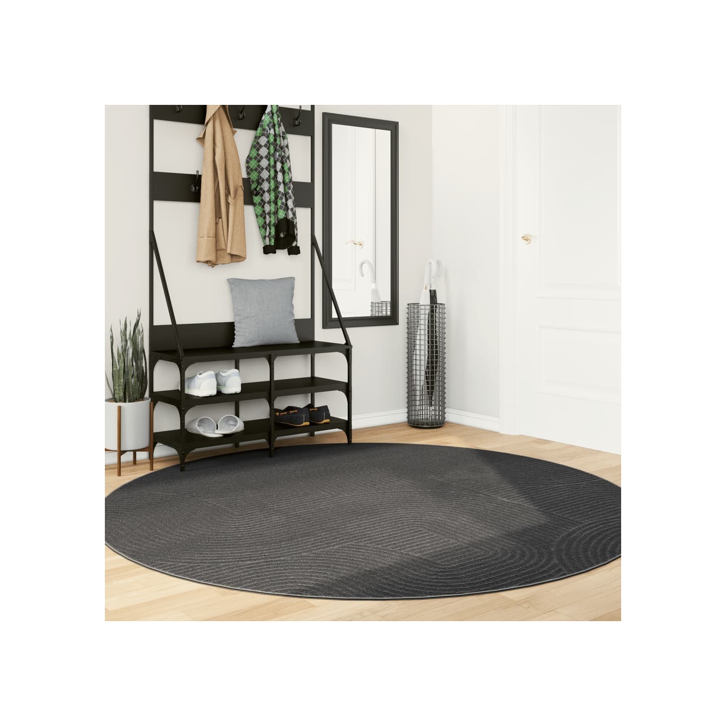 Tapis IZA poils courts style scandinave anthracite Ø 200 cm