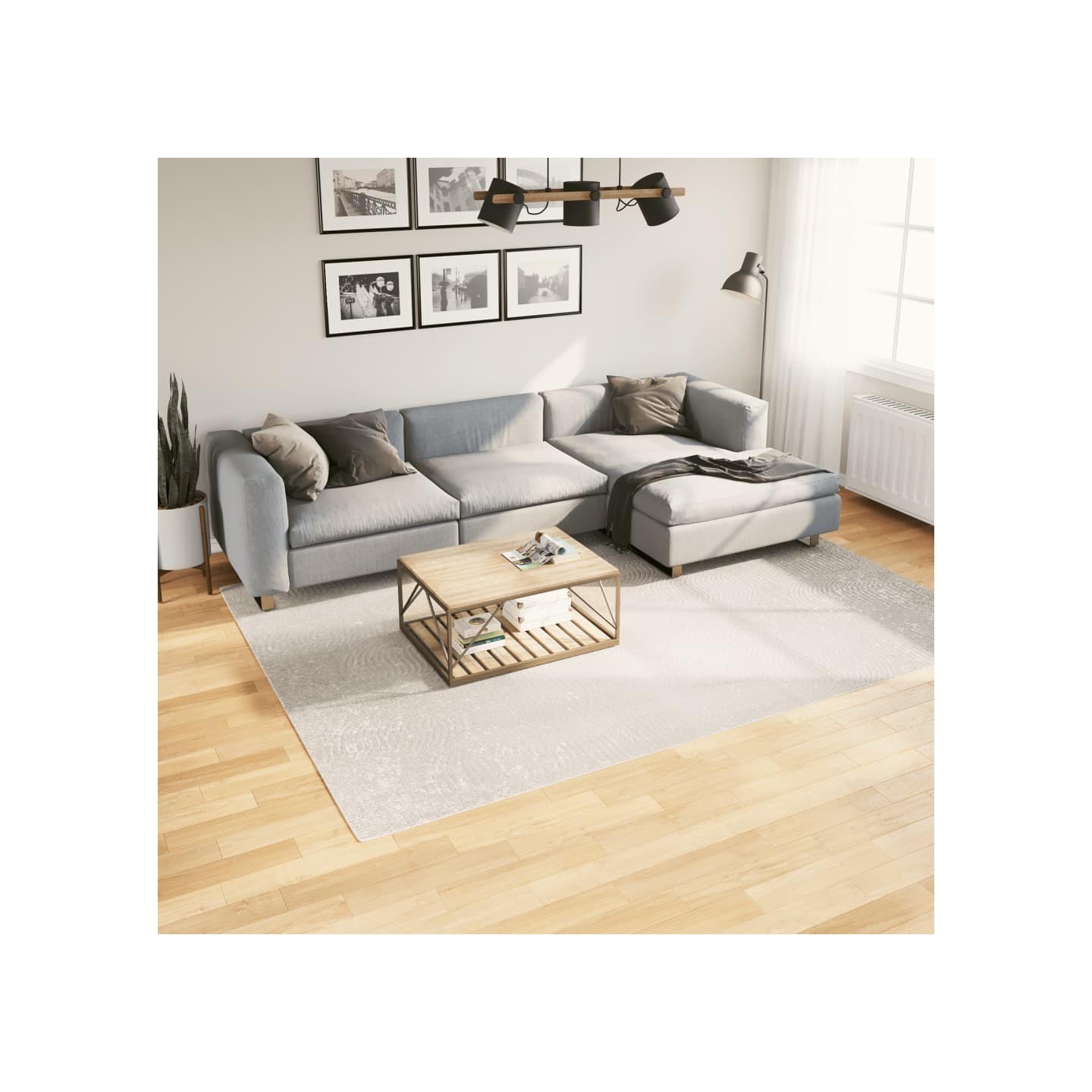 Tapis IZA poils courts style scandinave crème 200x280 cm