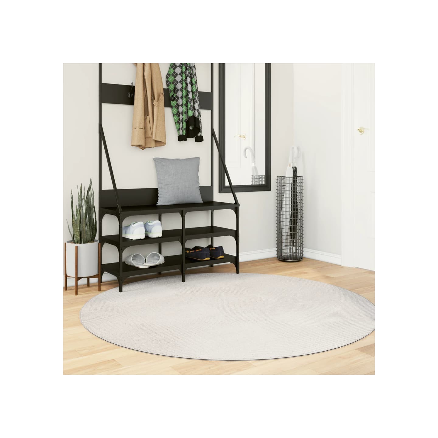 Tapis IZA poils courts style scandinave crème Ø 160 cm