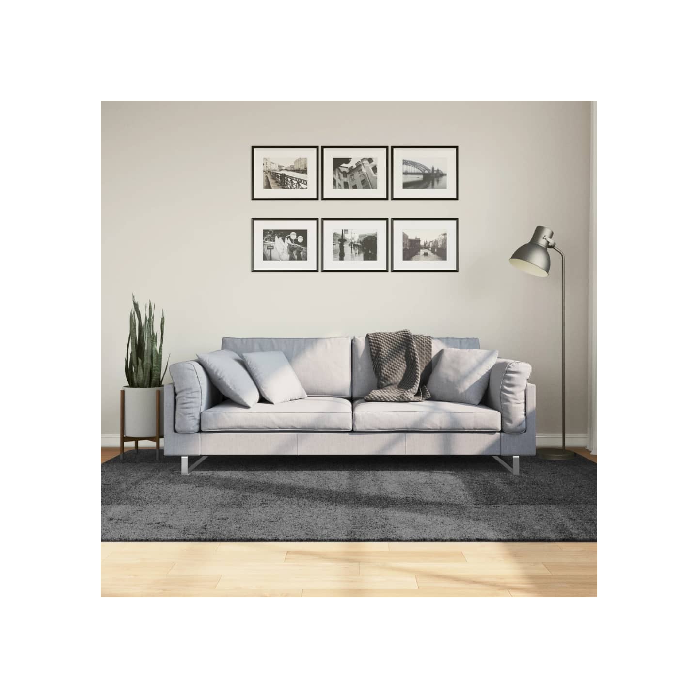 Tapis OVIEDO à poils courts anthracite 160x230 cm