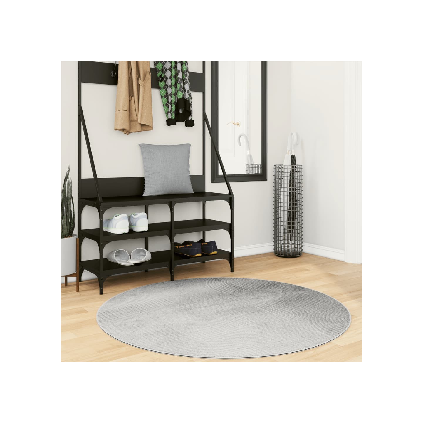 Tapis IZA poils courts style scandinave gris Ø 120 cm