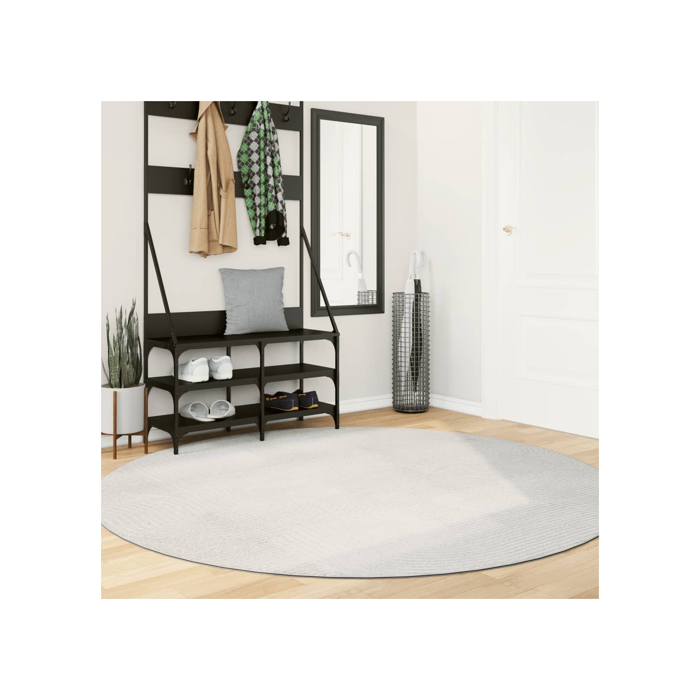 Tapis IZA poils courts style scandinave crème Ø 200 cm