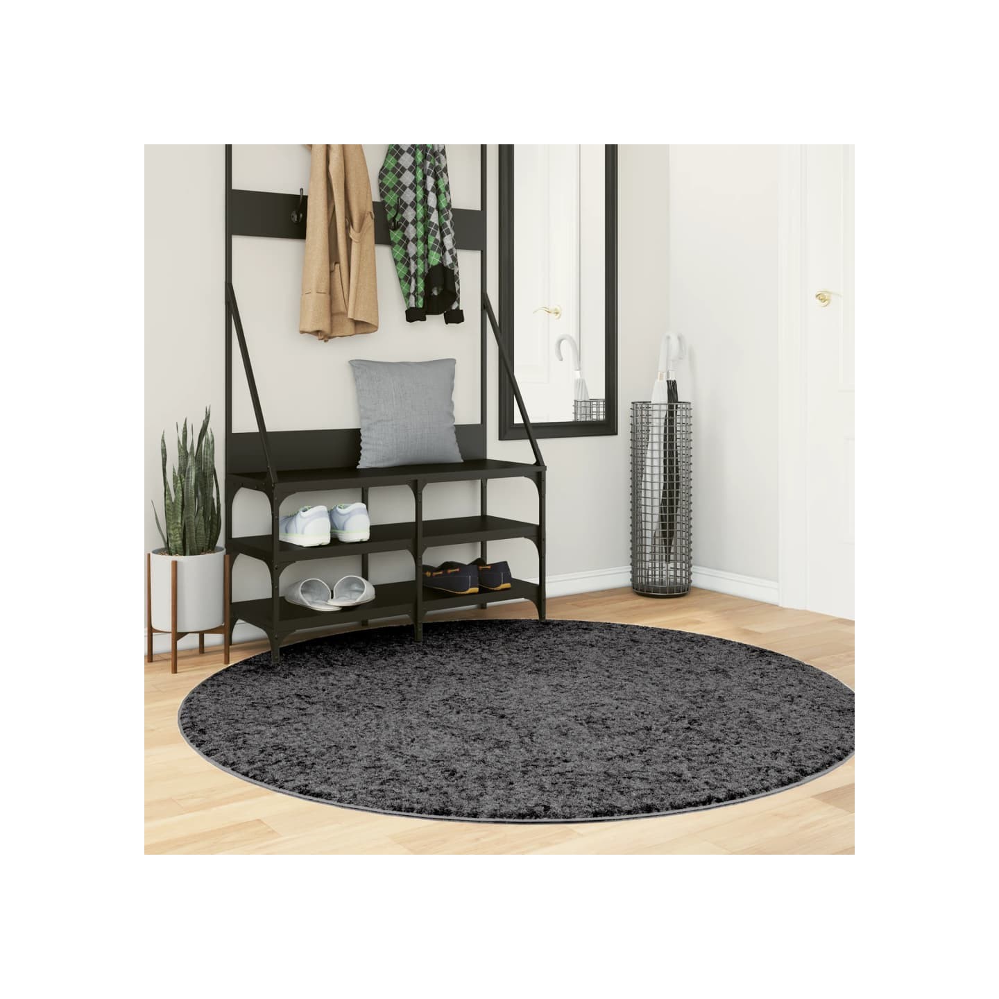 Tapis OVIEDO à poils courts anthracite Ø 160 cm