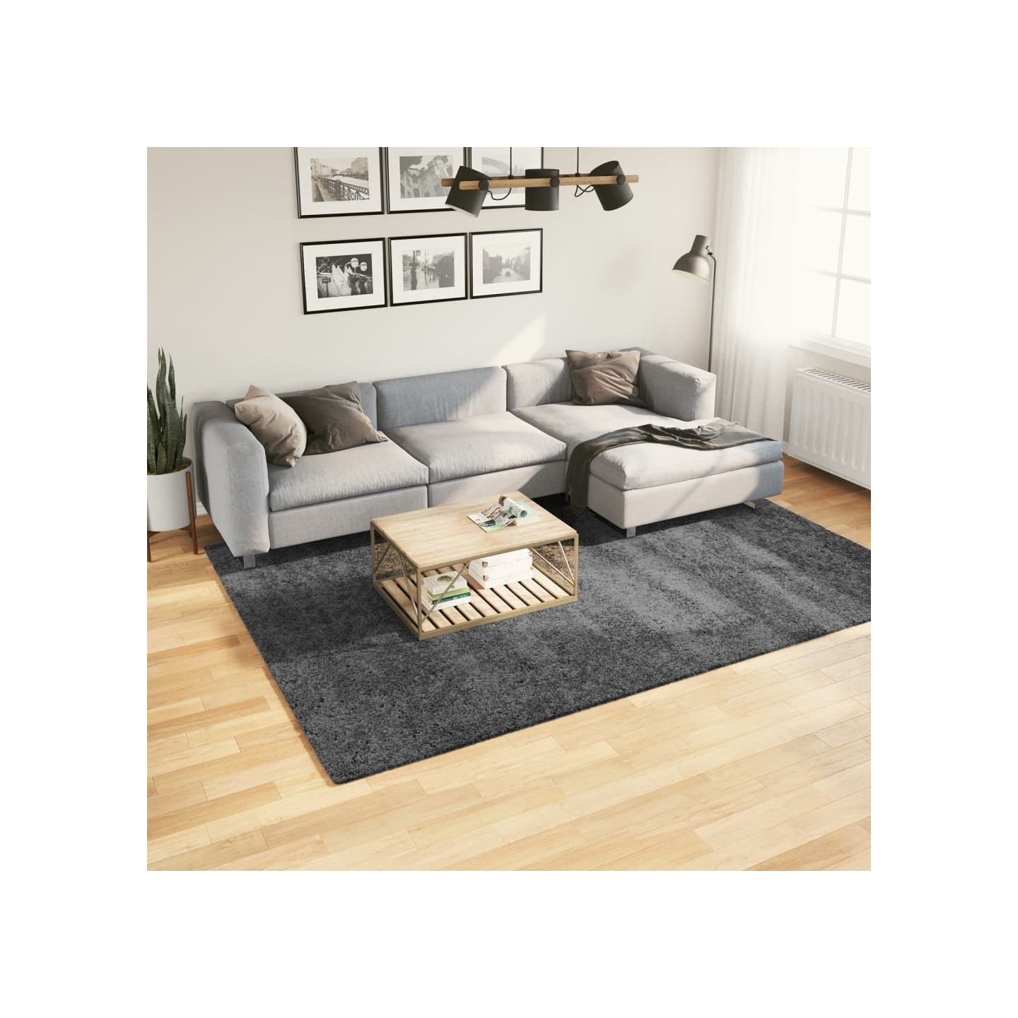 Tapis OVIEDO à poils courts anthracite 200x280 cm