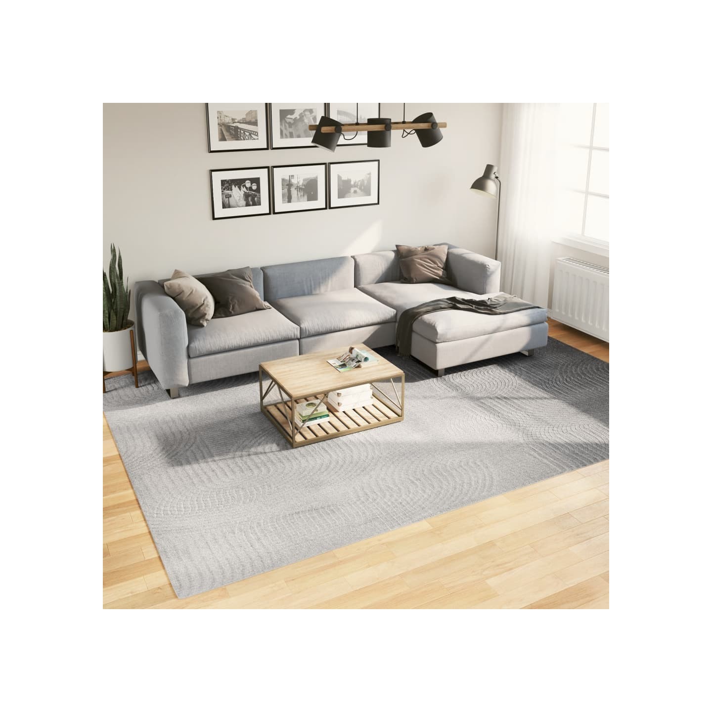 Tapis IZA poils courts style scandinave gris 240x340 cm