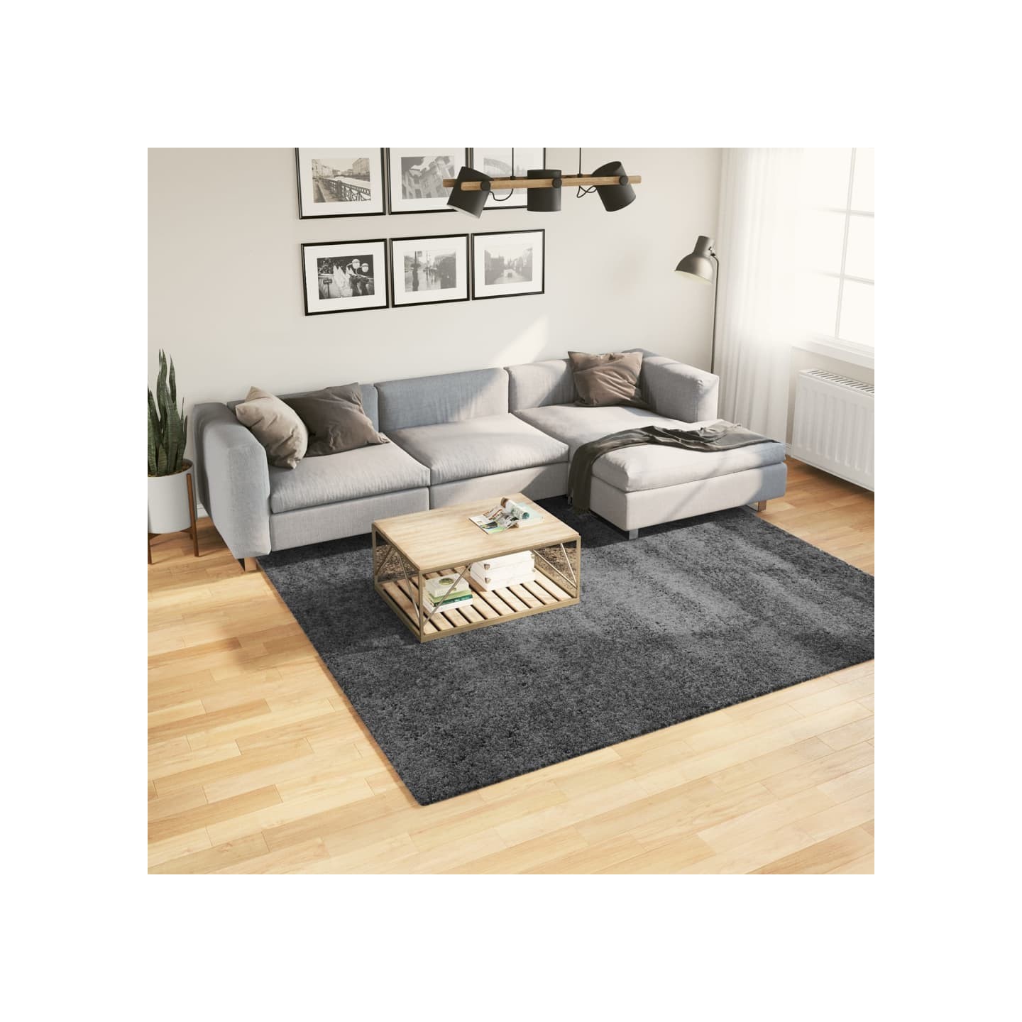 Tapis OVIEDO à poils courts anthracite 240x240 cm