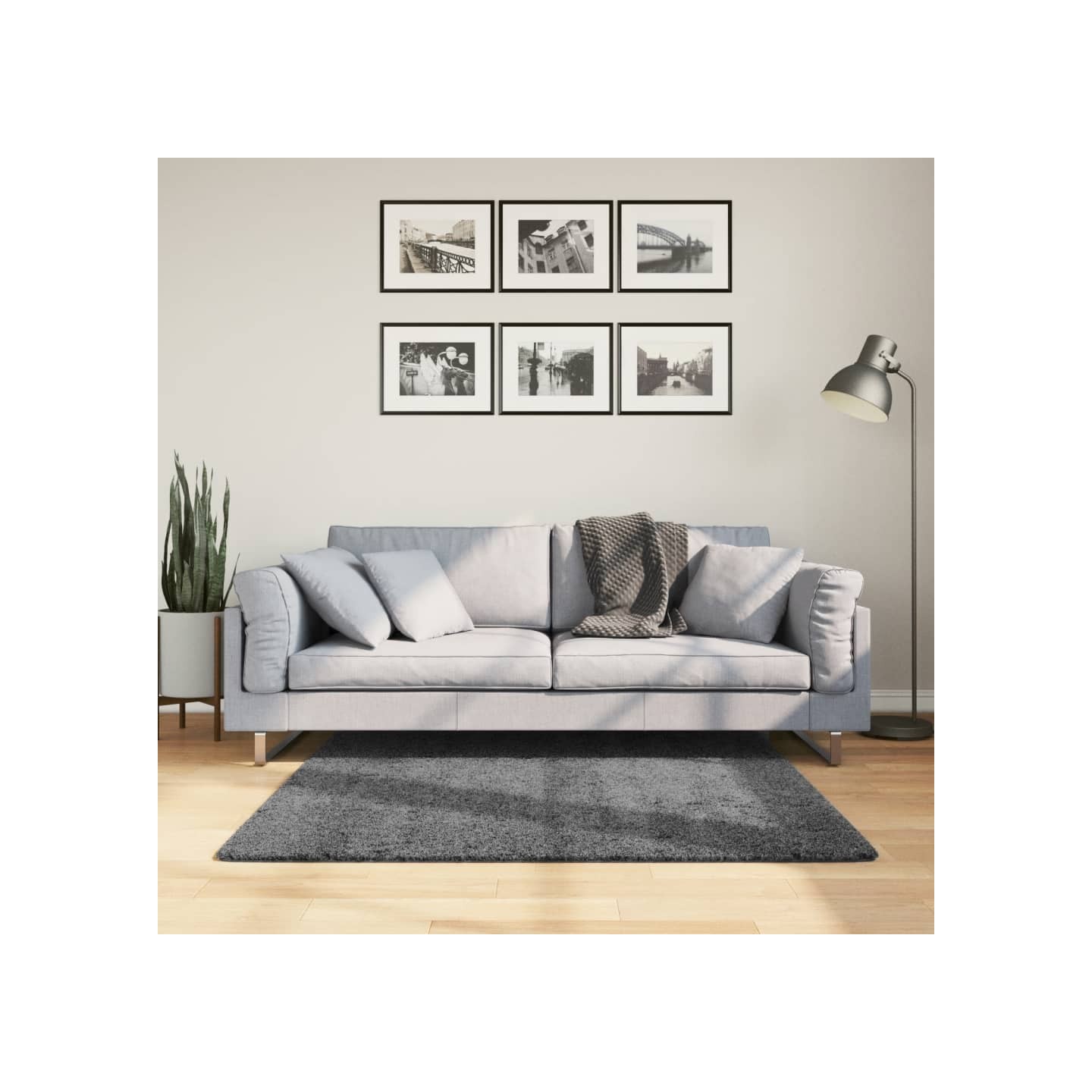 Tapis OVIEDO à poils courts anthracite 120x120 cm