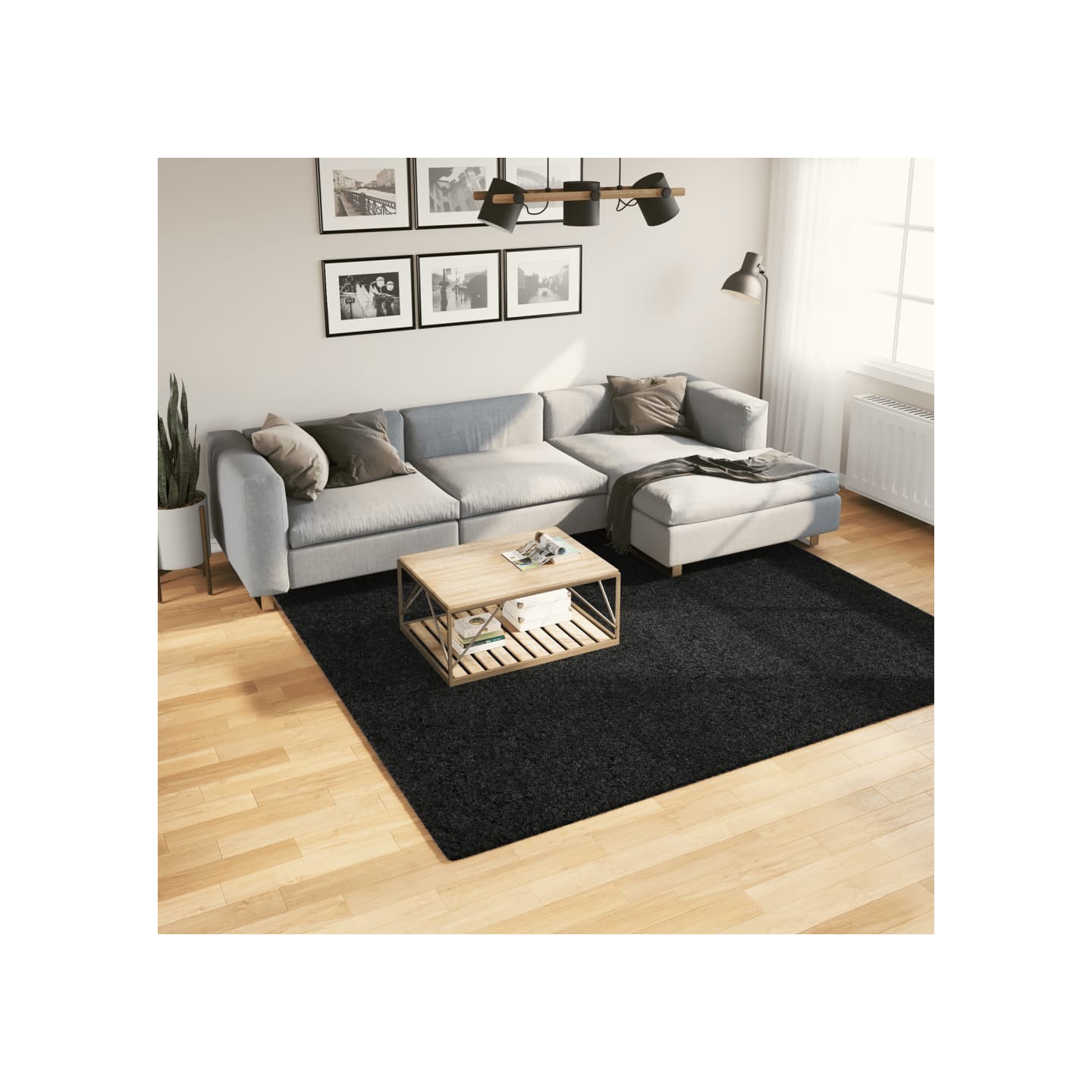 Tapis OVIEDO à poils courts noir 240x240 cm